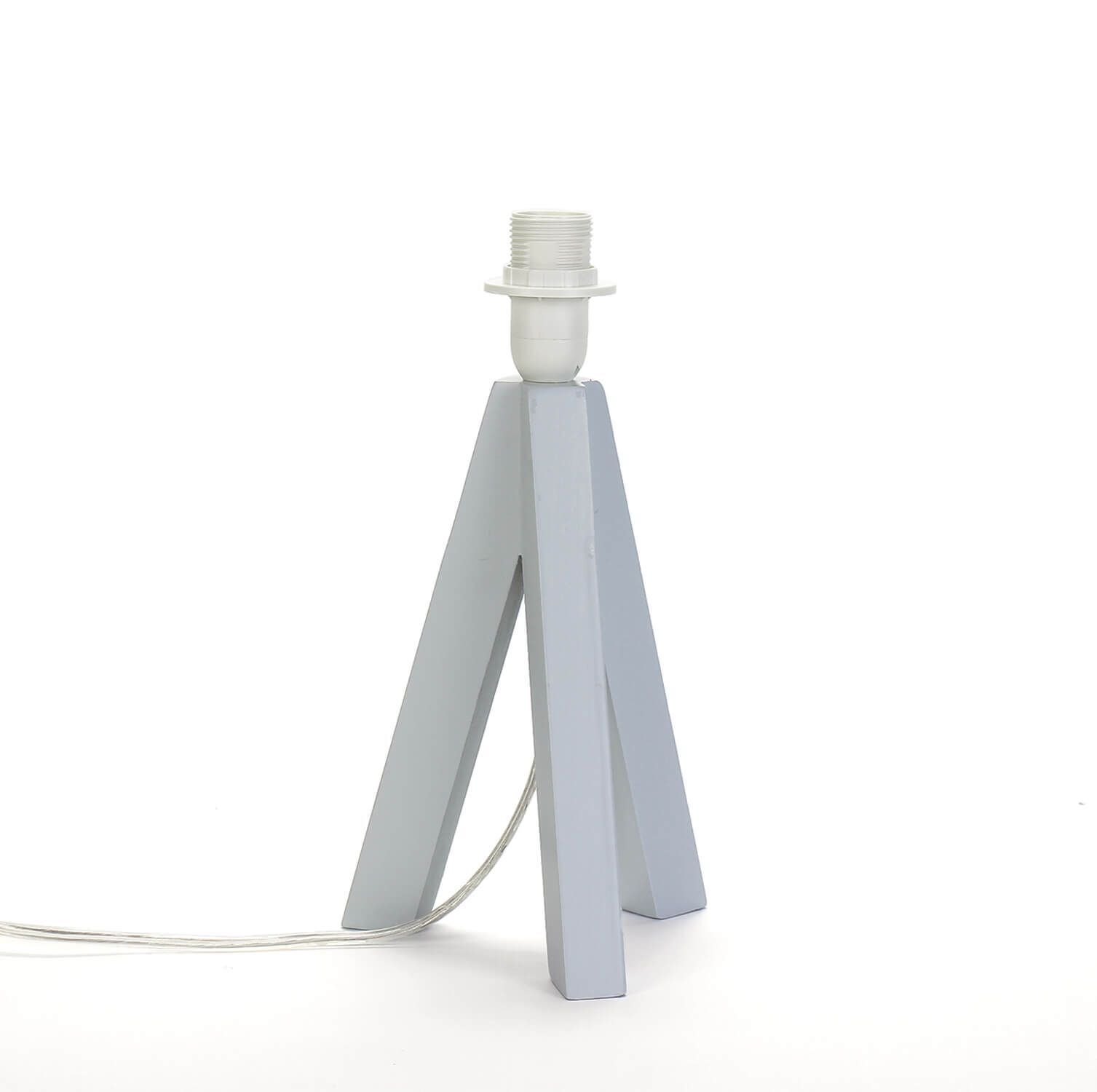 Trépied Support Bois Gris E14 avec interrupteur filaire Lampe de table Stativ, Mobiliar