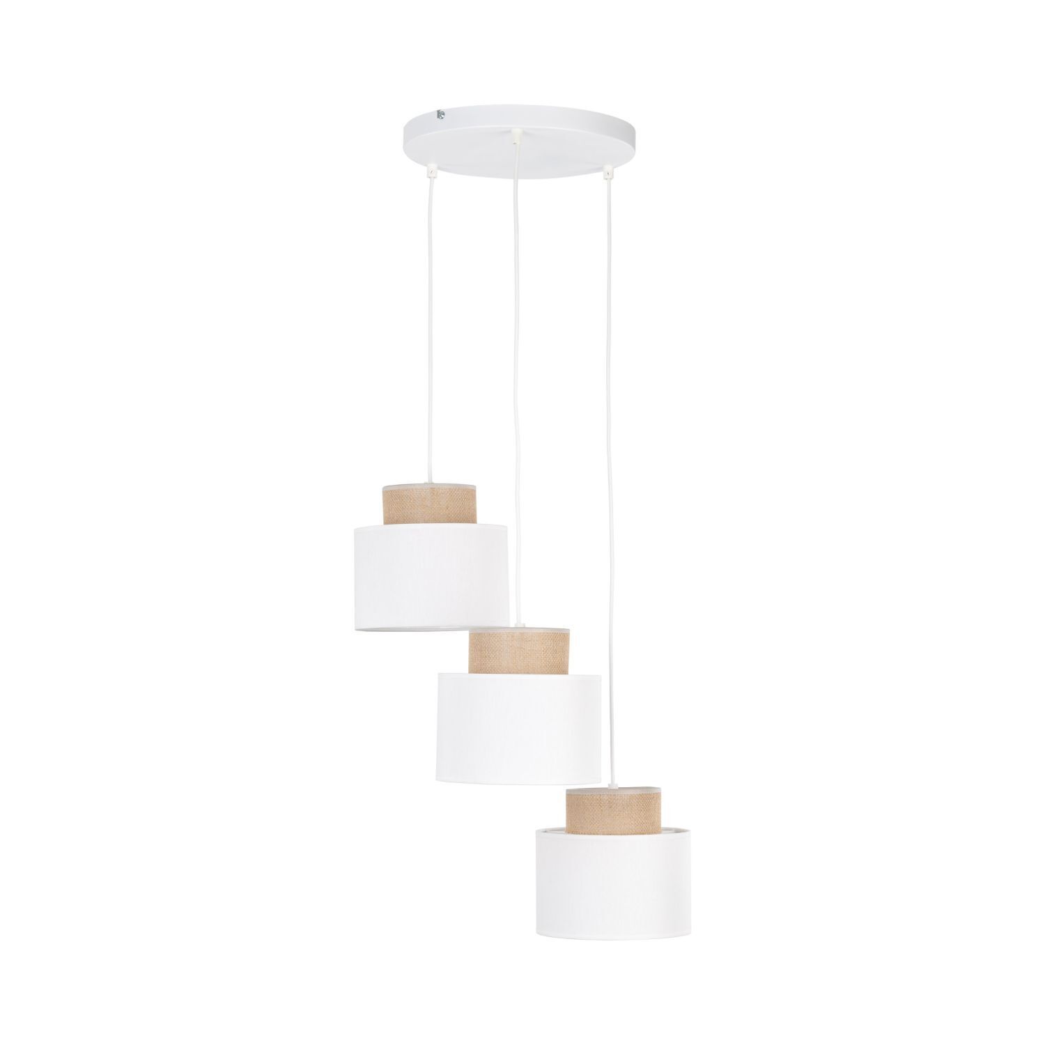 Suspension réglable tissu jute H : max. 1,1 m 3x E27 Deckenleuchte, Lampe, Kronleuchter