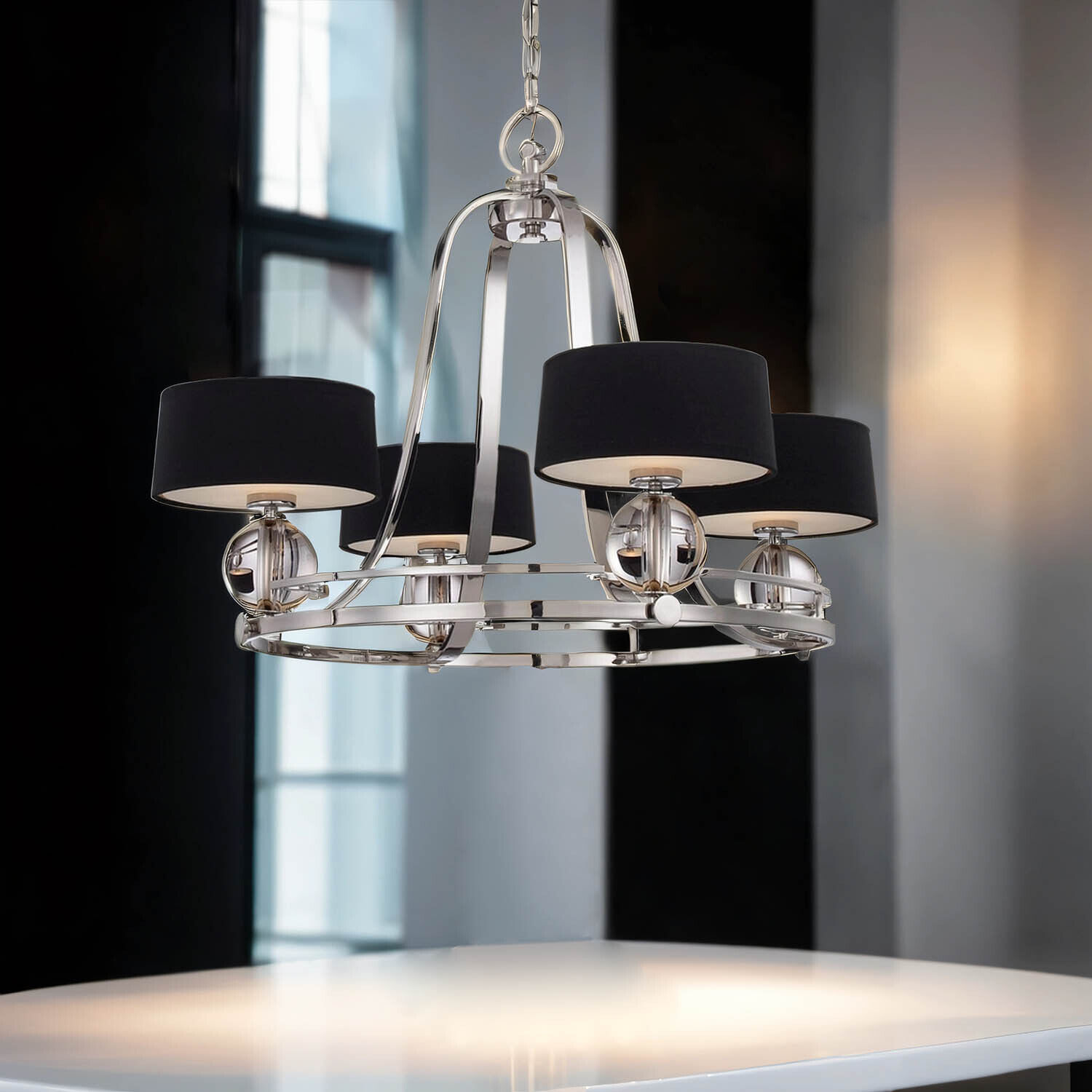 Design Kronleuchter mit Schirm Ø77,5cm Esszimmer Leuchter, Lampe, Leuchte