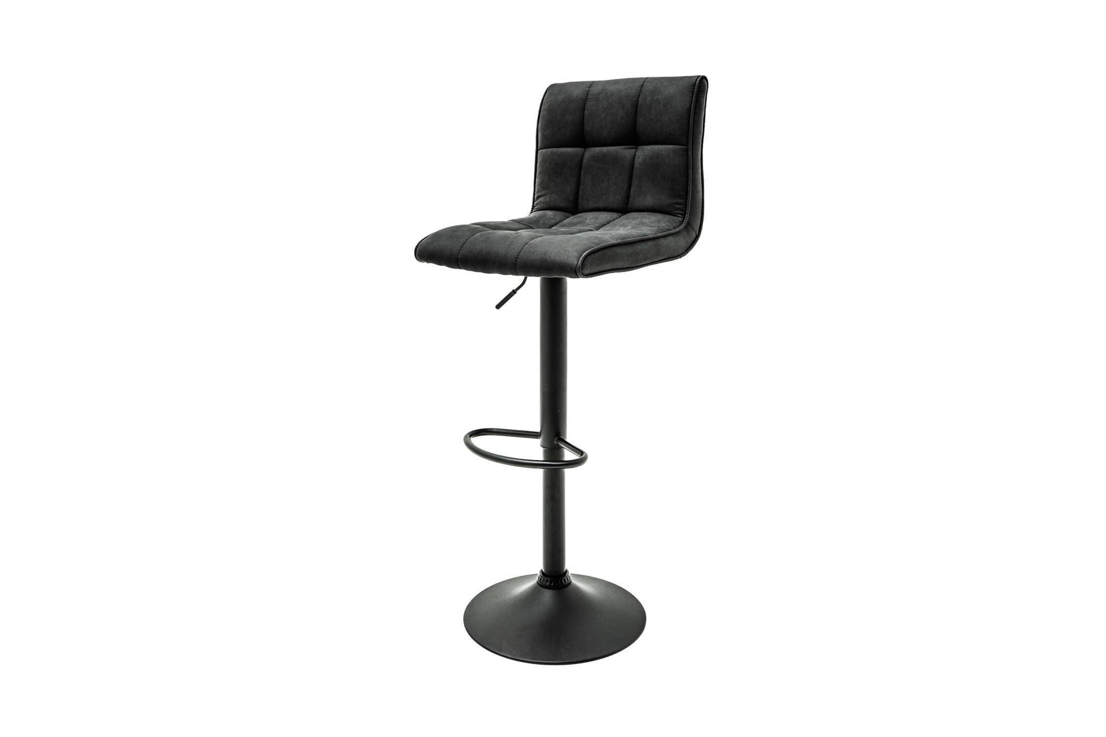 Chaise de bar réglable en hauteur tissu métal avec dossier gris noir