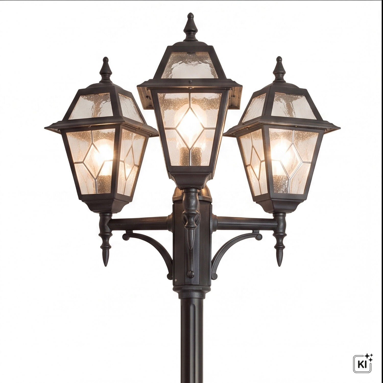 le51650-laterne-garten-terrasse-aussen-metall-glas-antik-klassisch-3-flammig-schwarz-03 Laternen, Gartenlampe, Straßenlaterne, Metall, Kübellampe