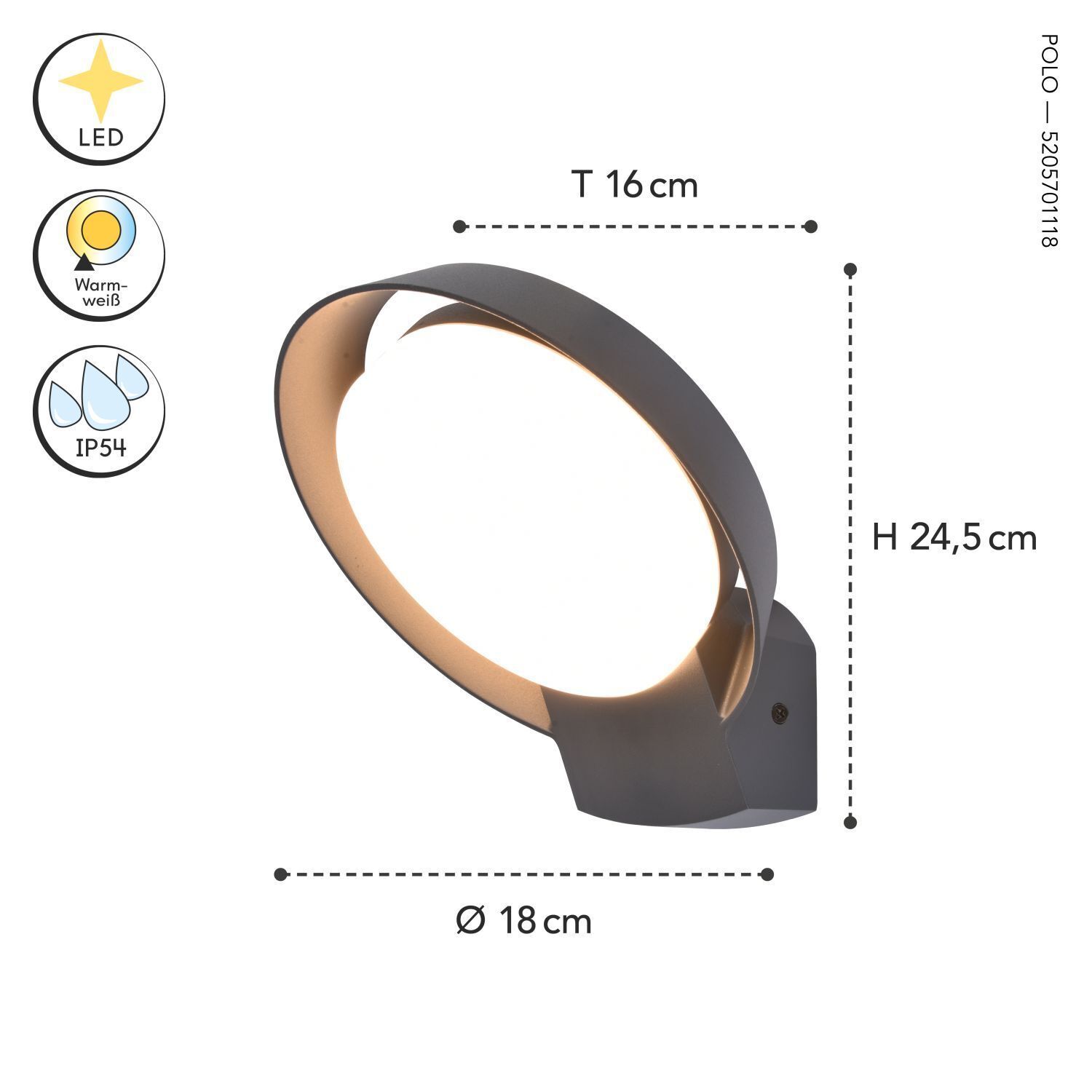 Applique murale extérieure LED Aluminium IP54 15 W 1100 lm H:16 cm