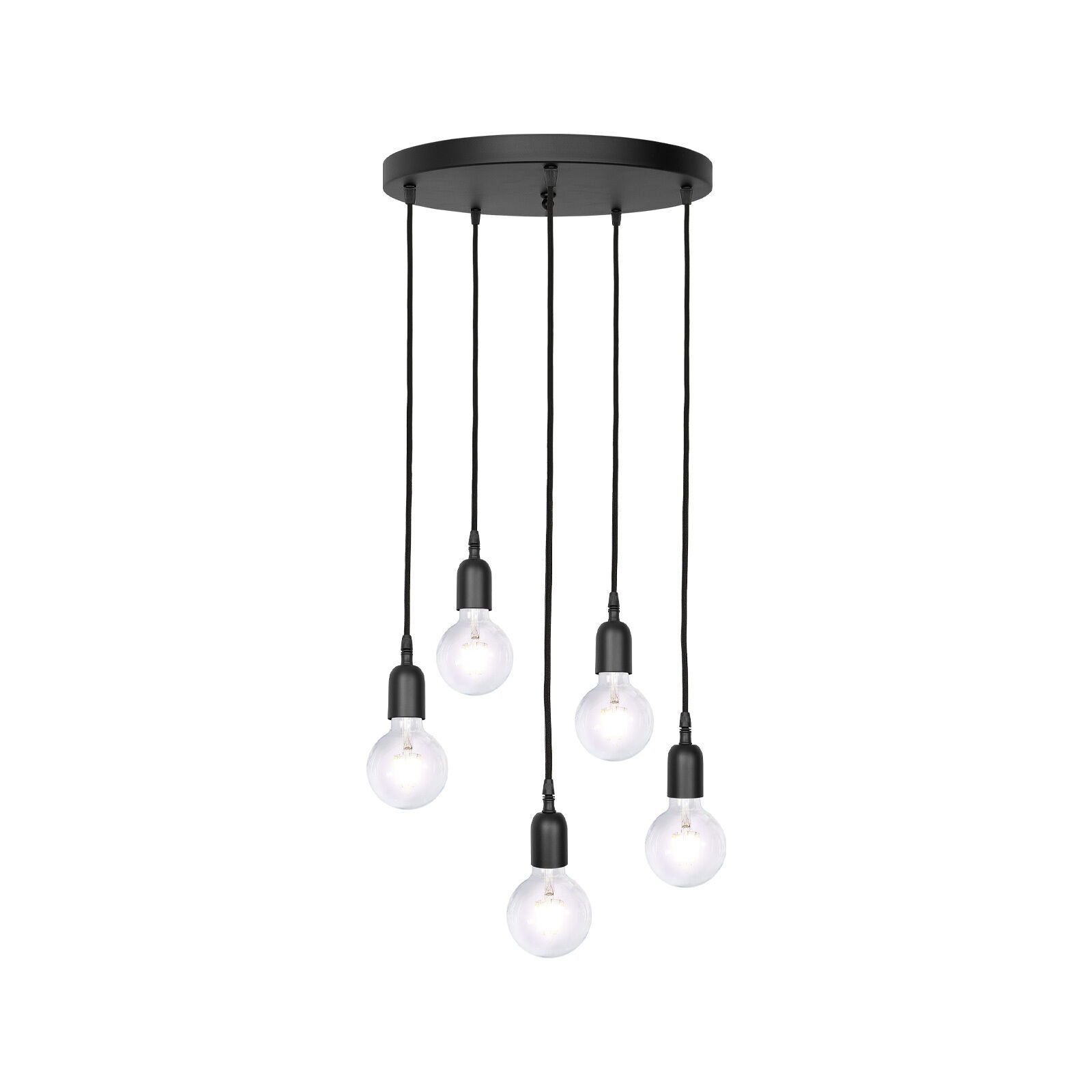 Lampe à suspendre noire 5 flammes E27 Ø 40 cm laiton fer