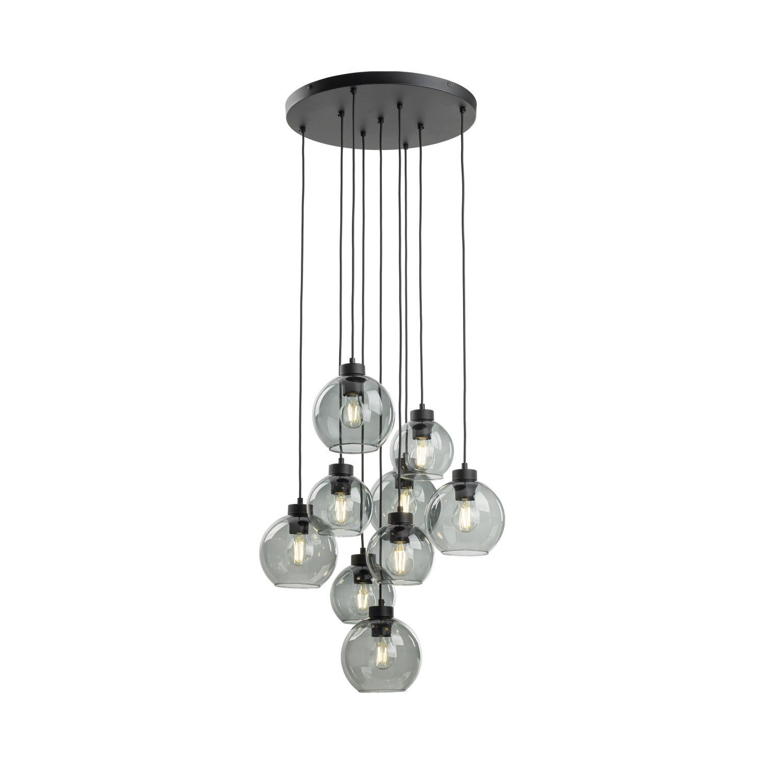 Suspension verre fumé métal H : max. 140 cm 9x E27