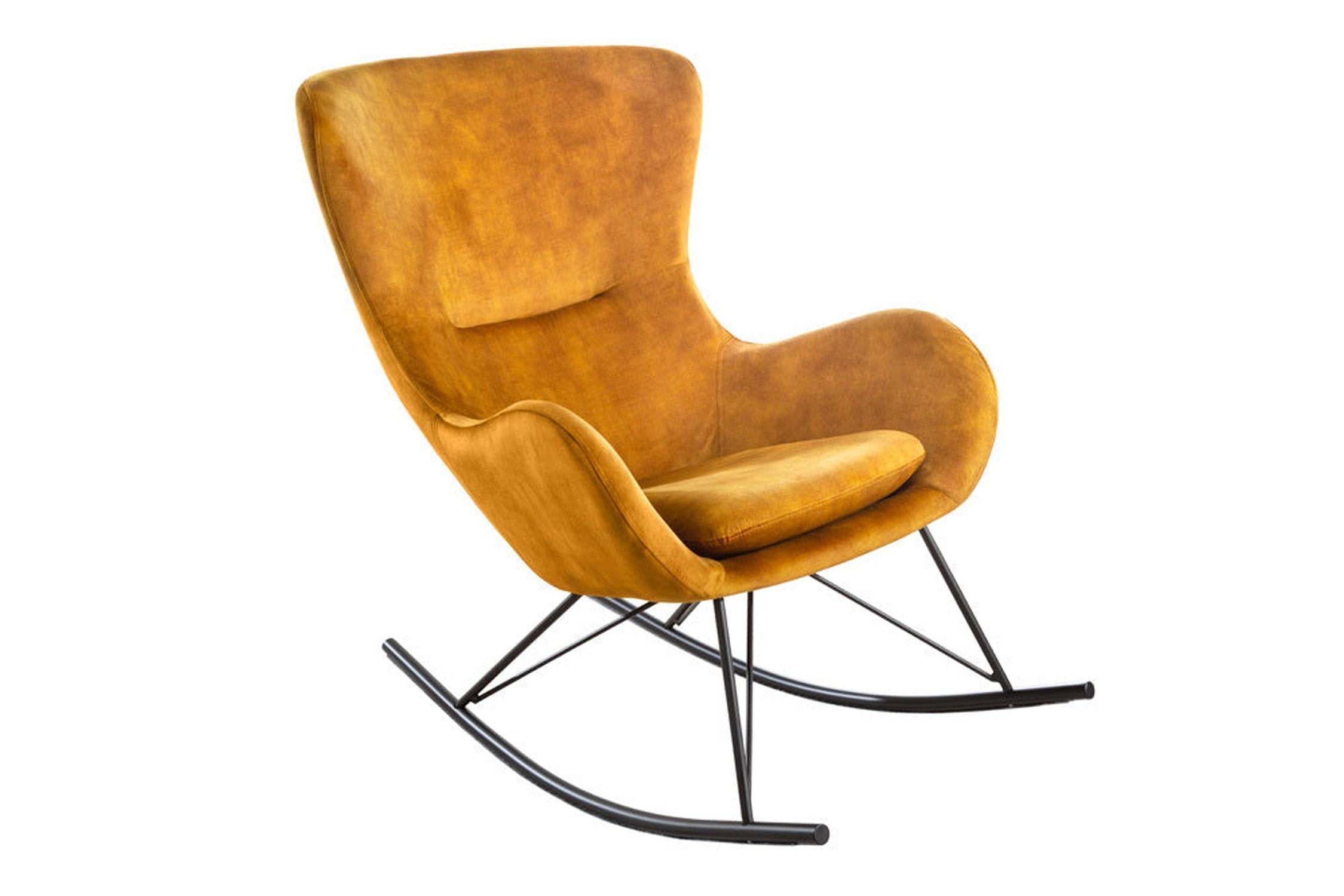Chaise à bascule Jaune Noir pour lire au calme en velours métal Moebel, Stuhl, Schaukelstuhl