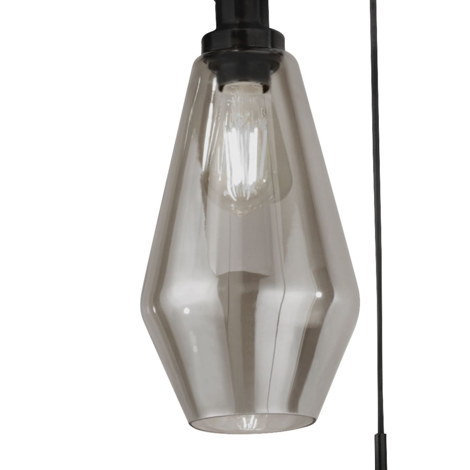 Lampe à suspendre 3 flammes E27 noir gris fumé
