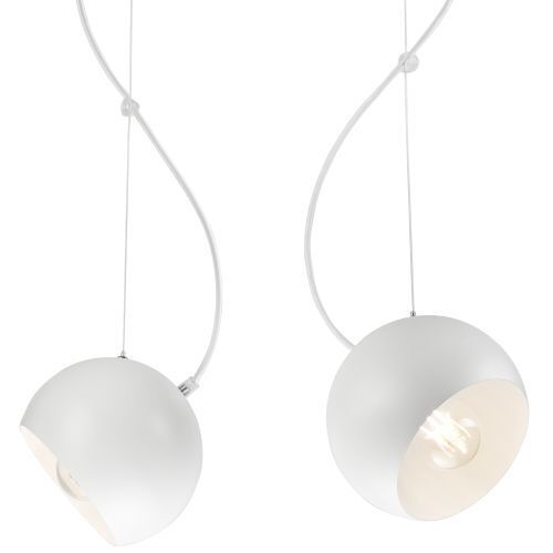 Lampe Salon Suspension blanche métal allongée