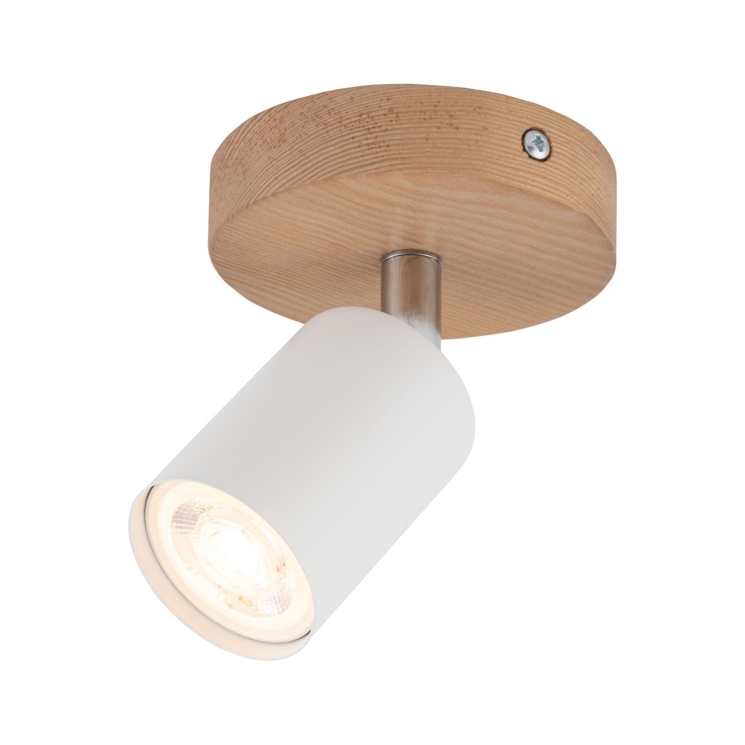 Spot lampe bois métal Ø 10 cm orientable blanc naturel