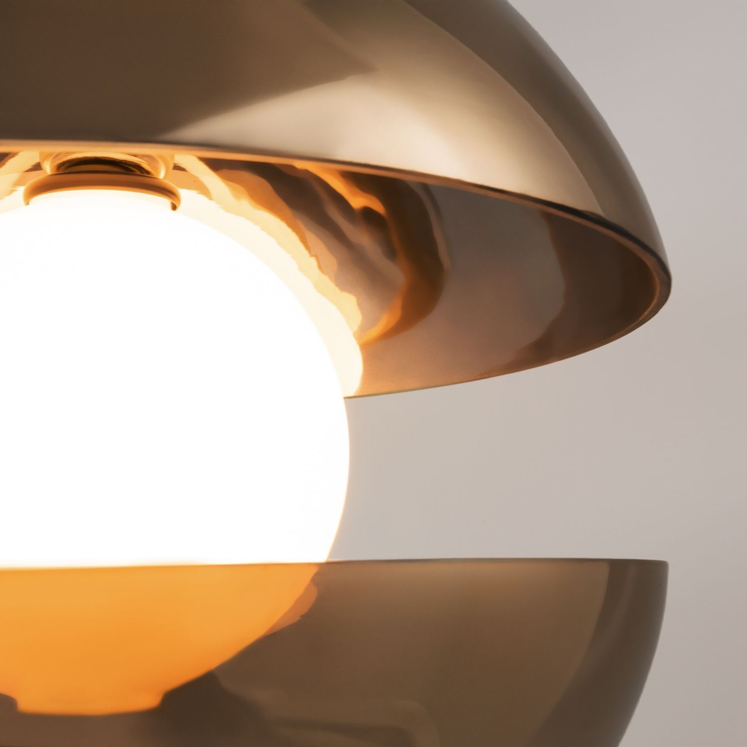 Lampe à suspendre métal verre fumé LED Ø 30,2 cm rond en or Lampe, Lampenschirm