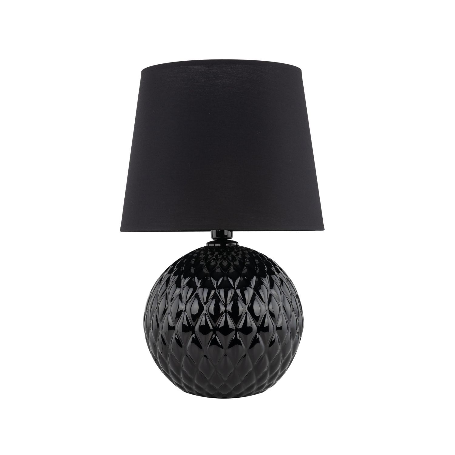 Lampe de table noir E27 hauteur 60 cm Ø 38 cm verre tissu DOLORES