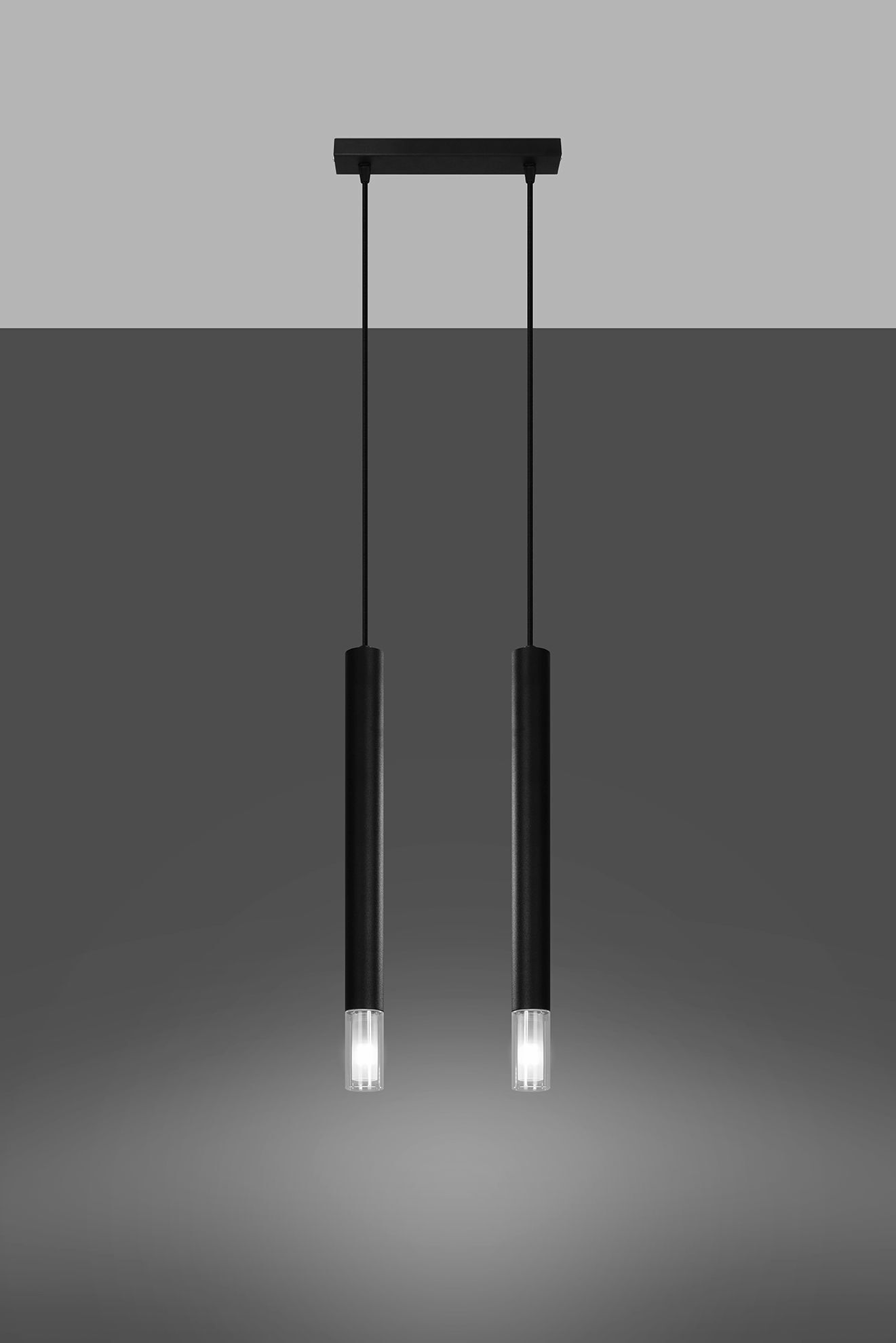 Lampe à suspendre Moderne 2 flammes G9 étroite Noir