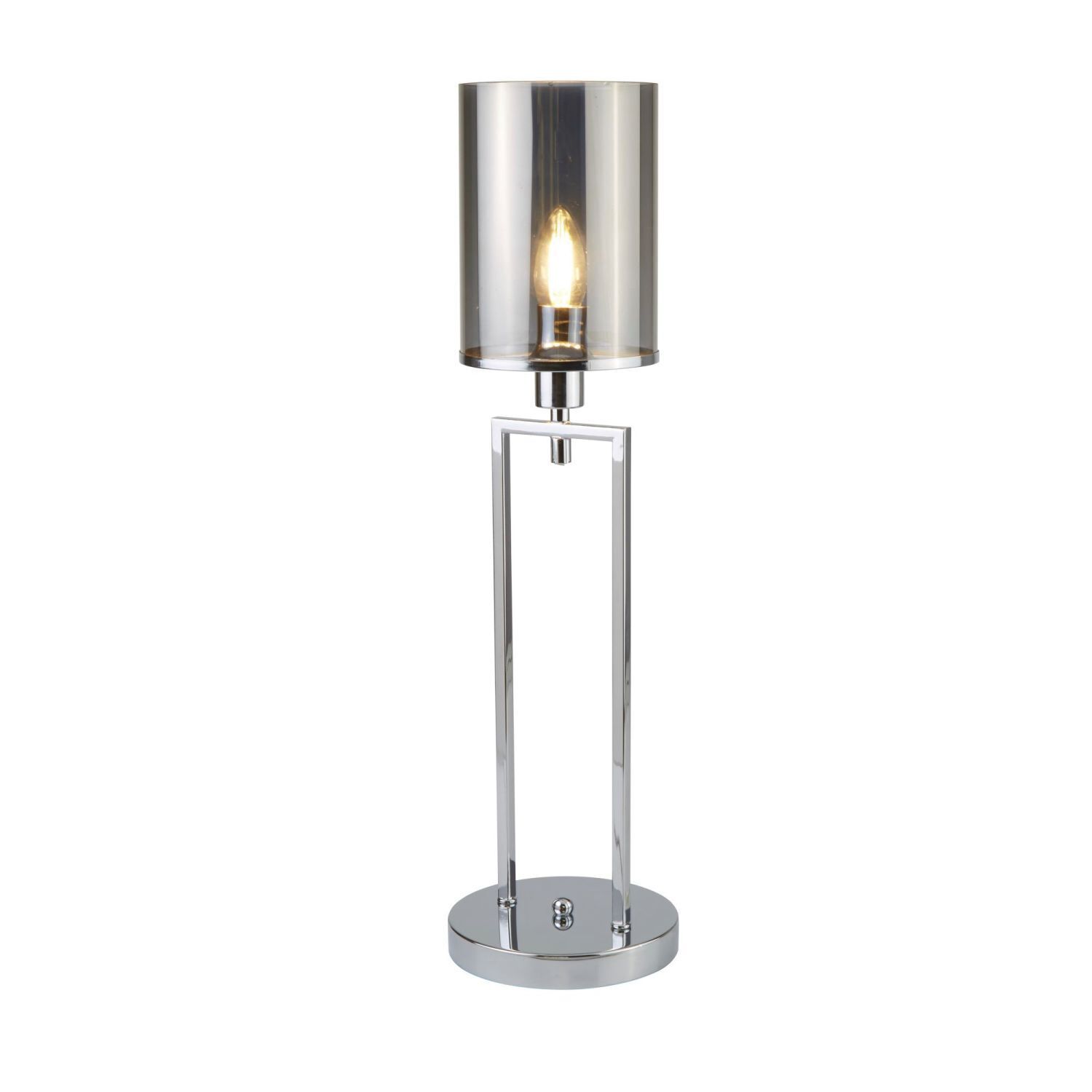 Lampe de table chromée verre fumé H : 58 cm Ø 16 cm E14