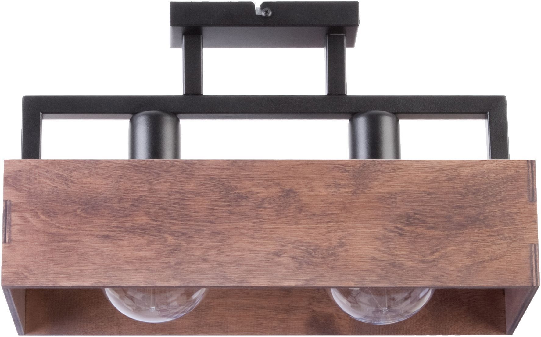 Plafonnier en bois Métal noir E27 2 feux L:40 cm
