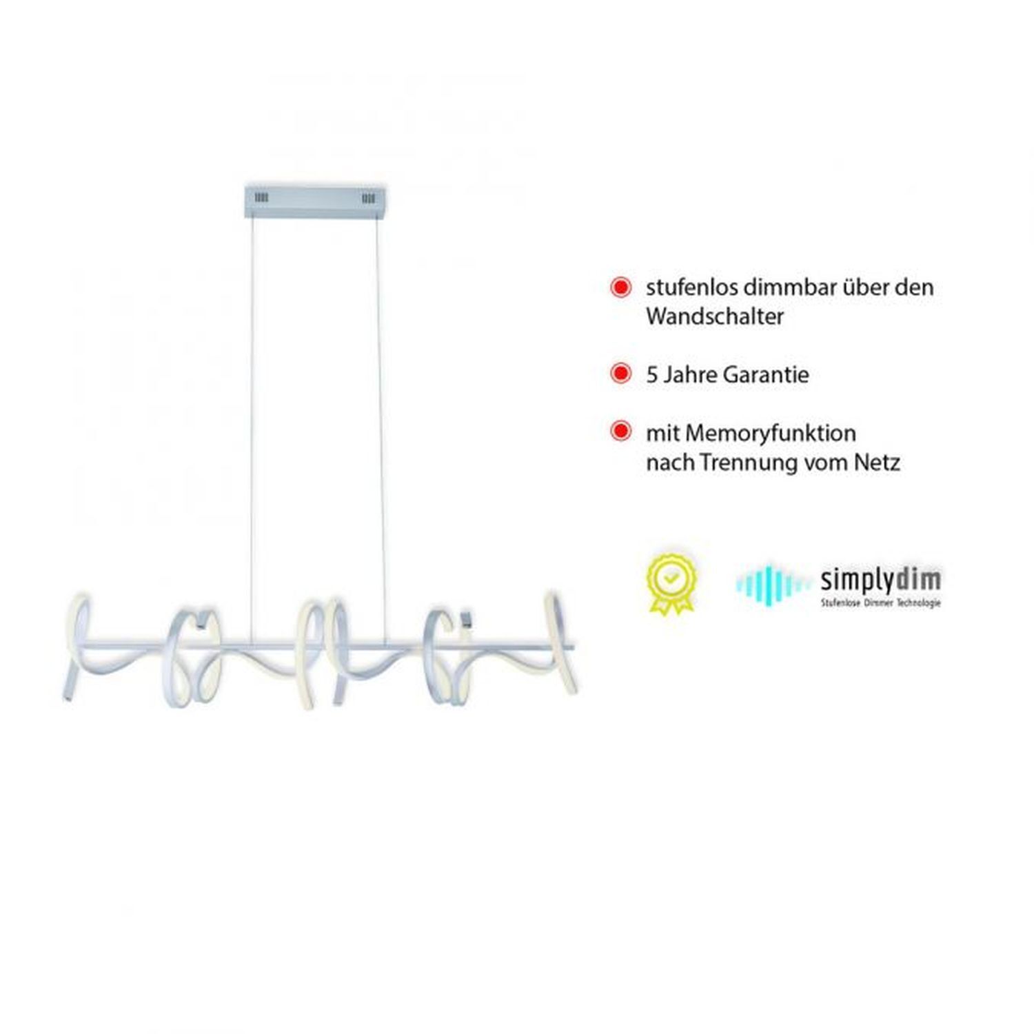 Suspension LED dimmable blanc 10 W 1330 lm L:99 cm