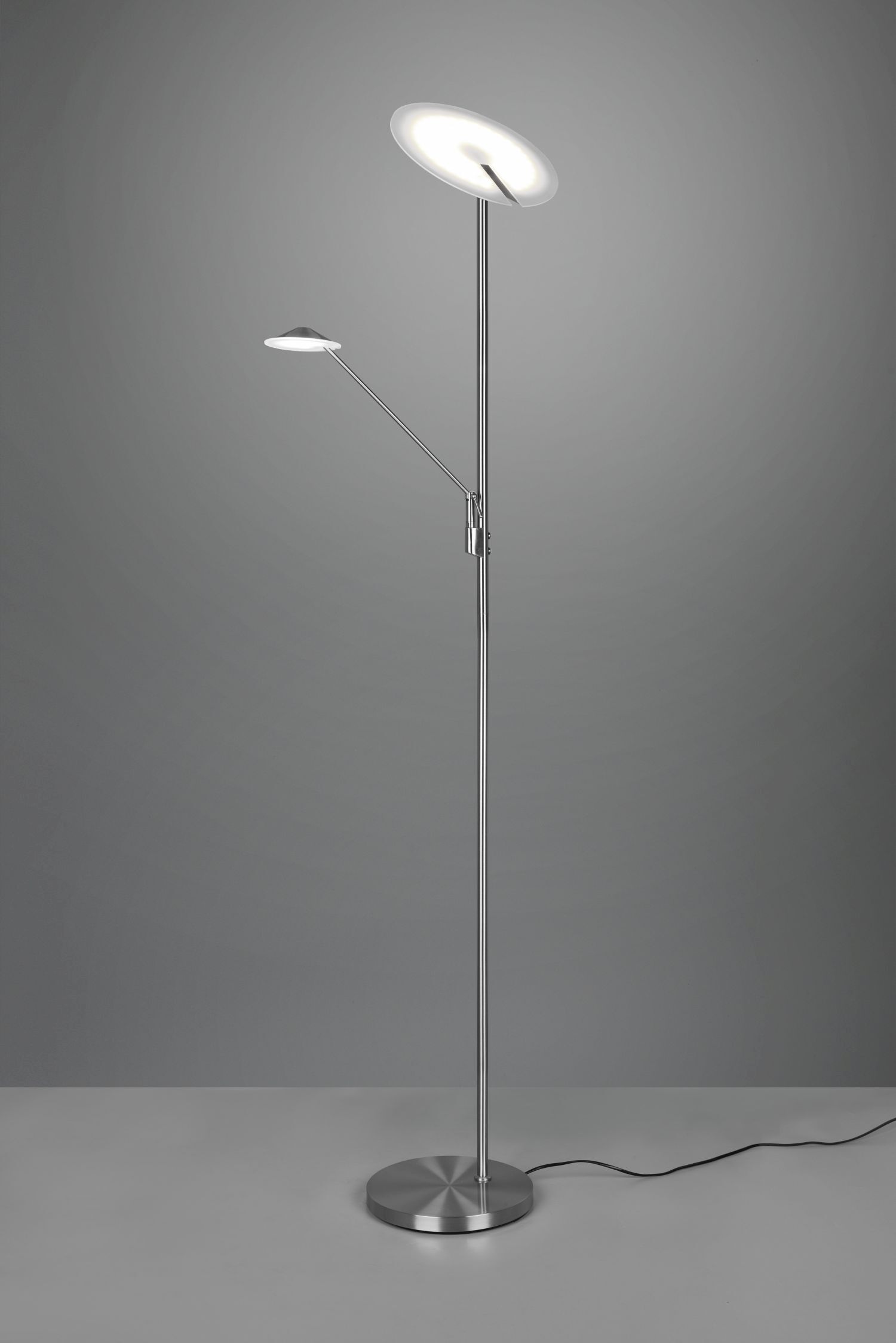 Lampadaire LED flexible à intensité variable 180 cm en nickel