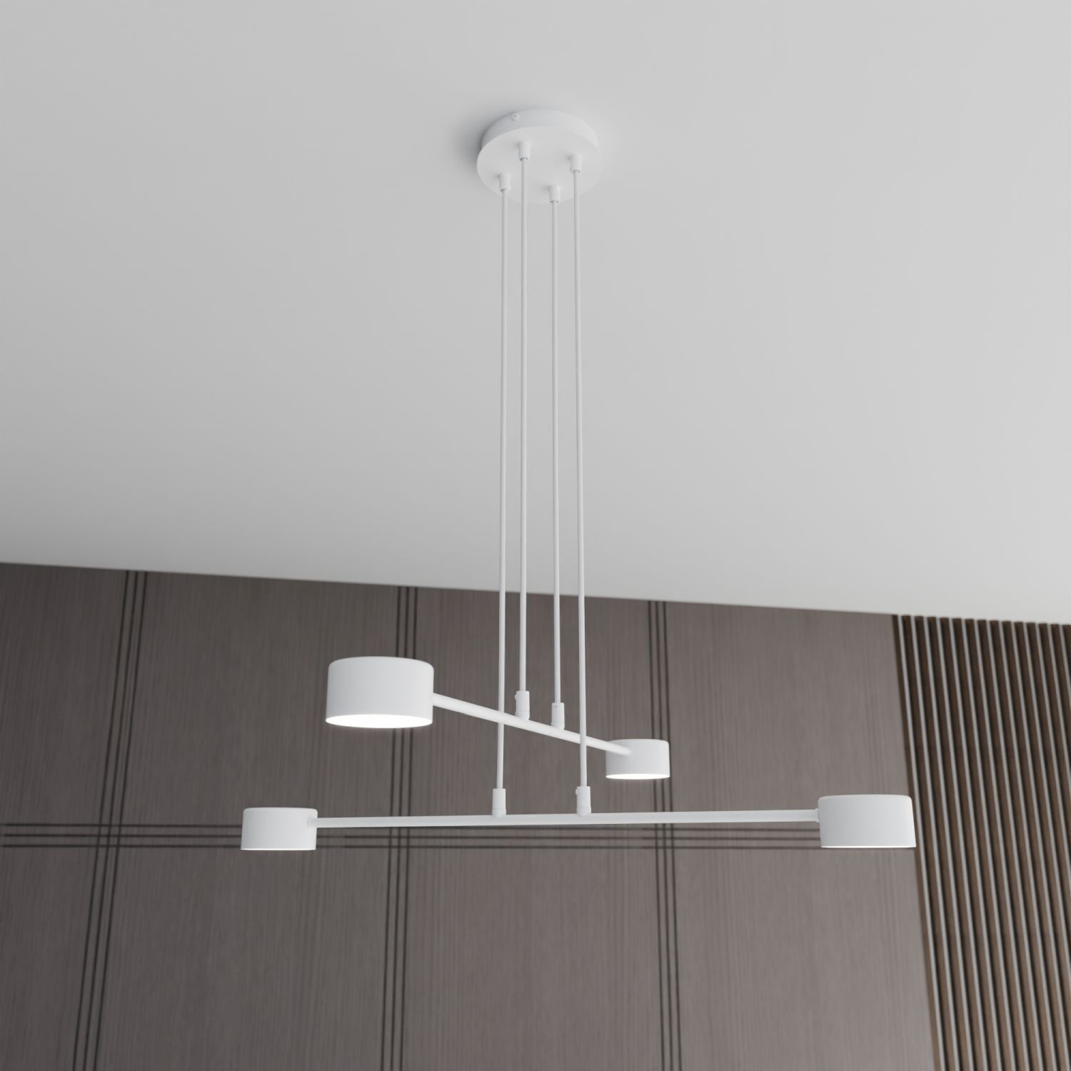 Suspension Blanc L : 70 cm Métal ajustable GX53 4-flamme