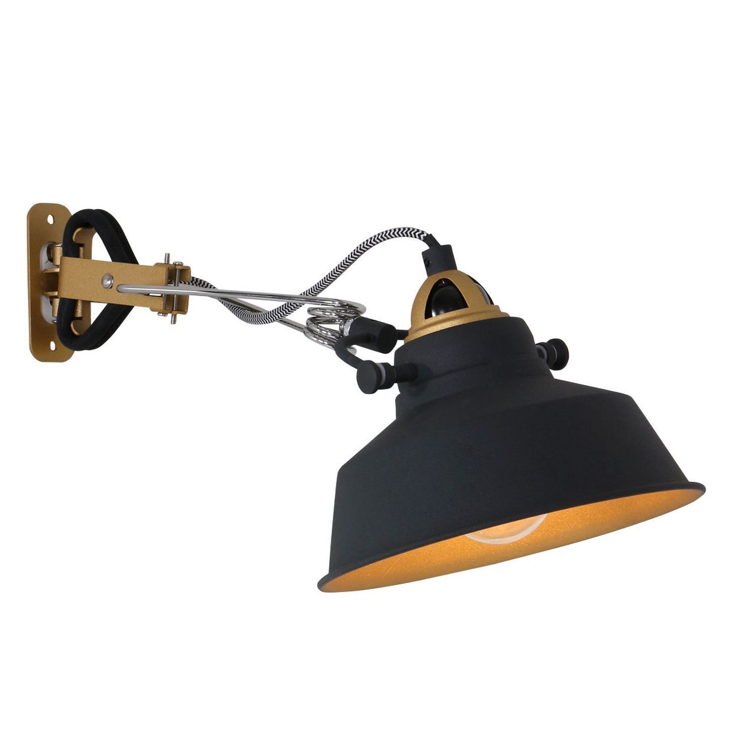 Projecteur mural avec fiche métal P:36 cm E27 mobile