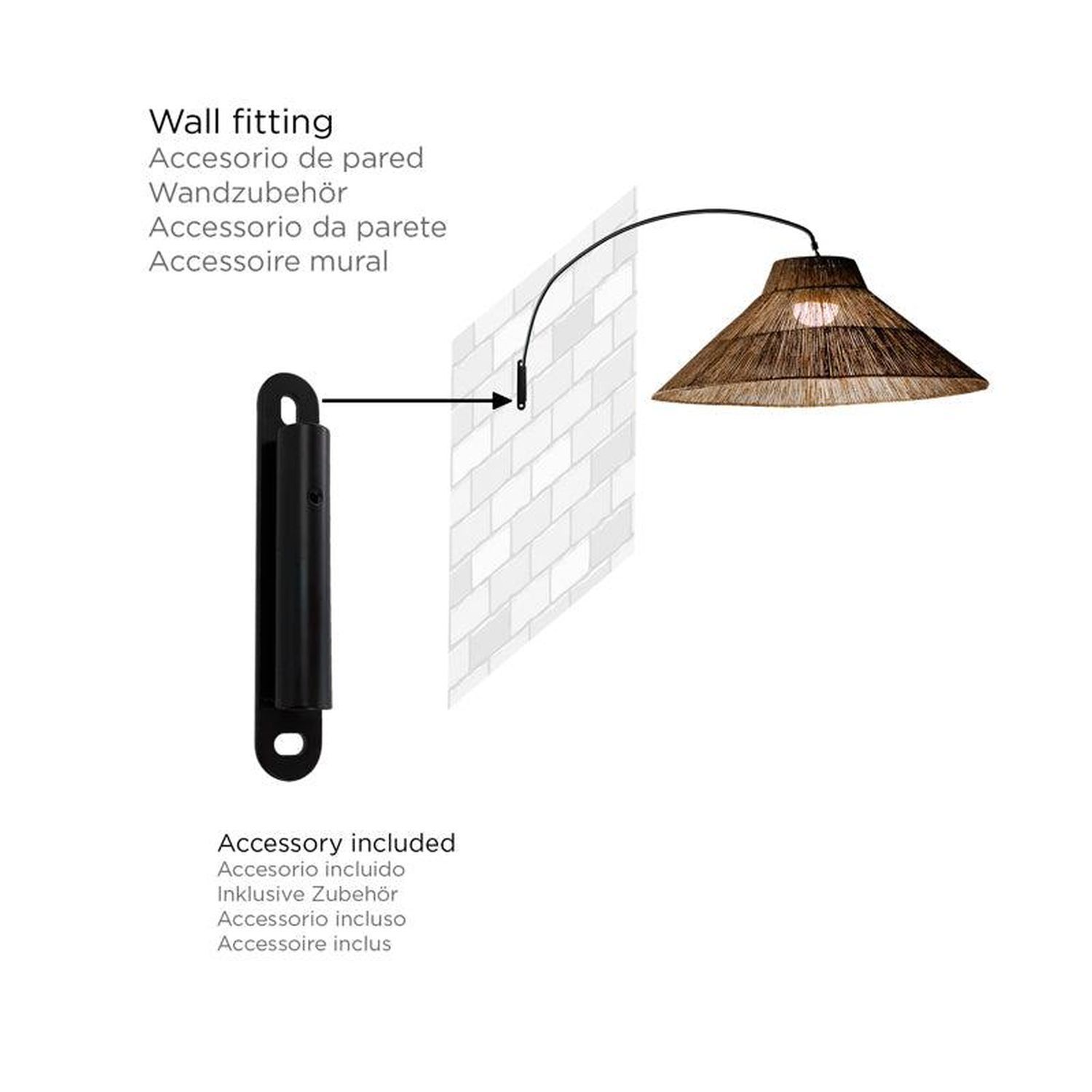 LED Außenlampe Akku 155 cm 2-in-1 IP54 Seegras Metall Lampe