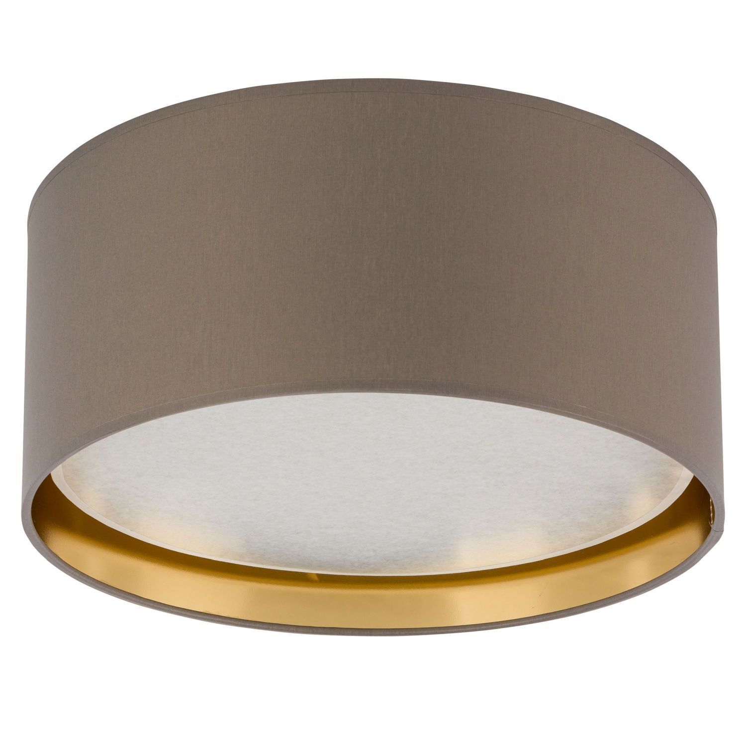 Plafonnier Tissu rond Ø 45 cm Beige Or anti-éblouissement