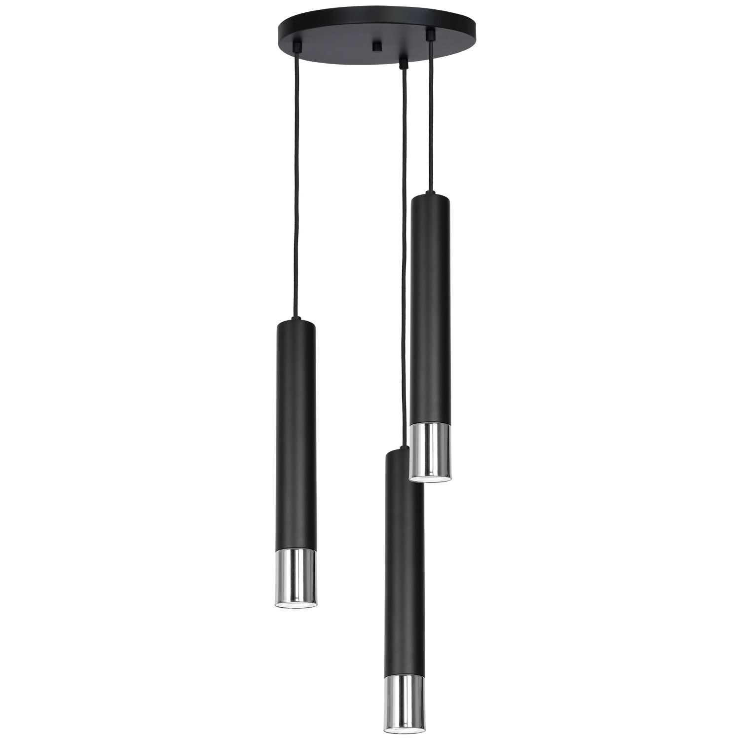 Suspension noir chrome 3 flammes GU10 Moderne