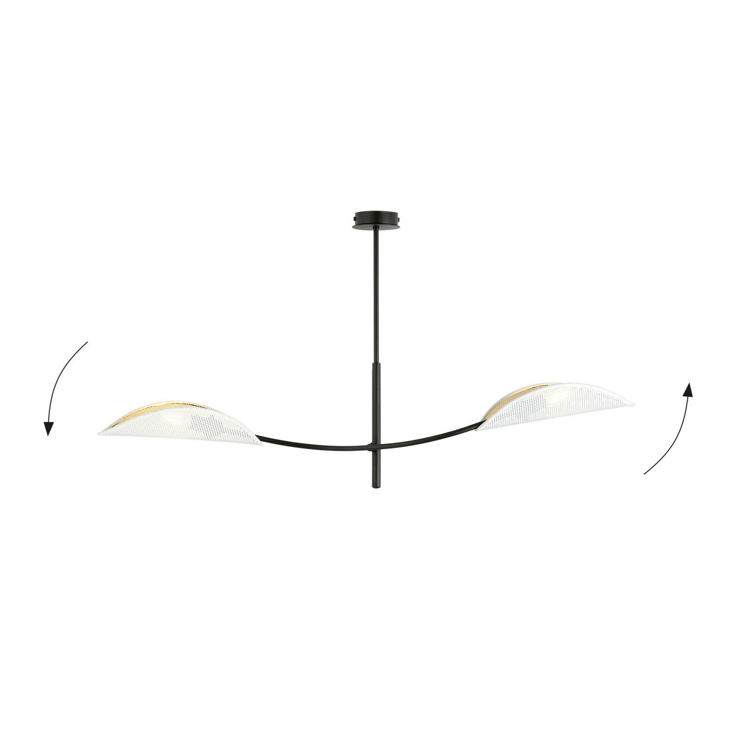 Plafonnier blanc or noir L : 103 cm pivotant 2x E14