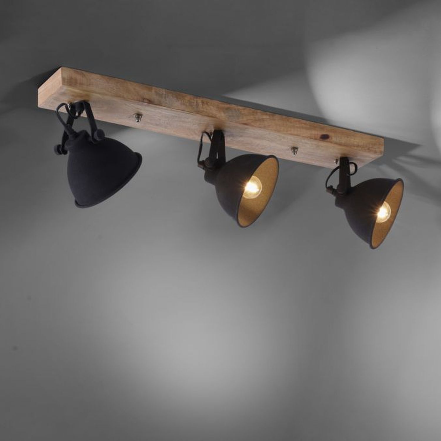 Spot de plafond industriel bois métal noir E14 74 cm Beleuchtung, Lampe