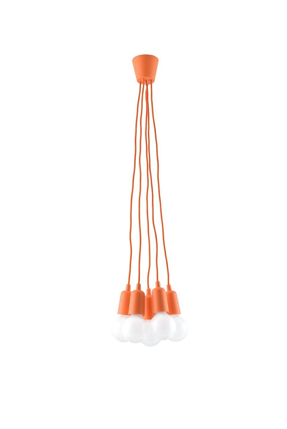 Suspension orange vif 5 flammes rétro NESSA