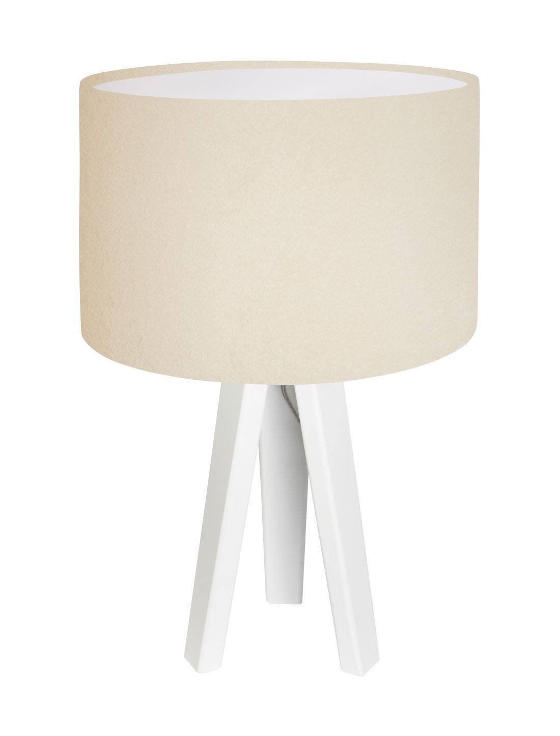 Lampe de table tripode Crème Blanc Bois 46cm Rétro AYLMER