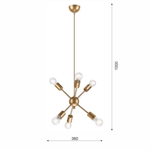 Lampe à suspendre métal or 6-flmg table à manger stylée