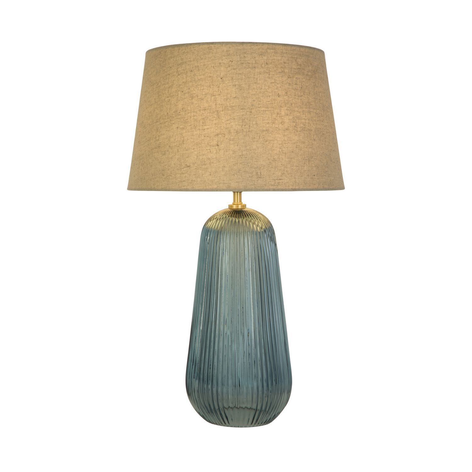 Lampe de table tissu verre E27 37 cm bleu naturel confortable