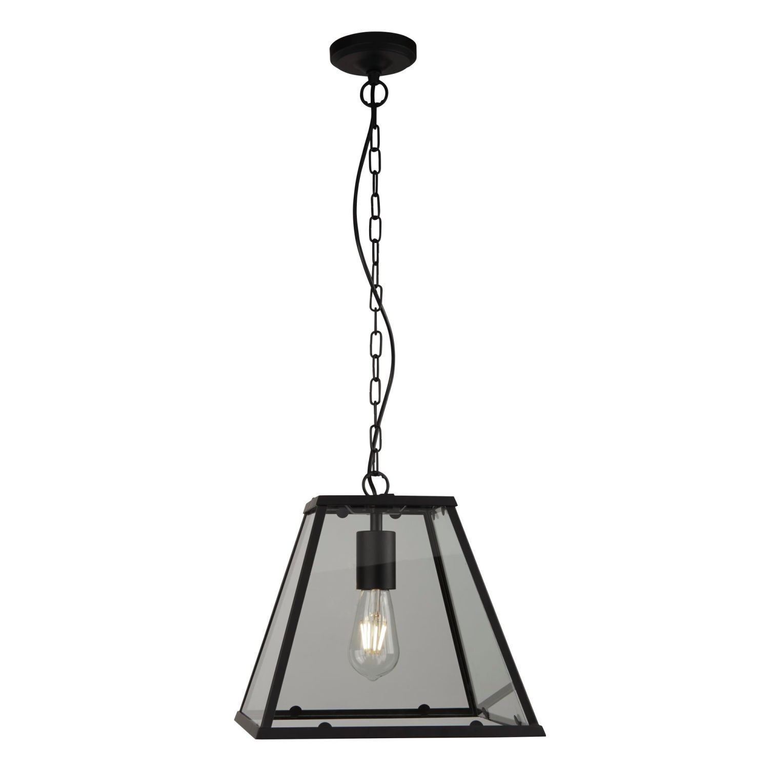 Lampe à suspendre Noir Clair L : 30 cm E27 Verre Métal E27