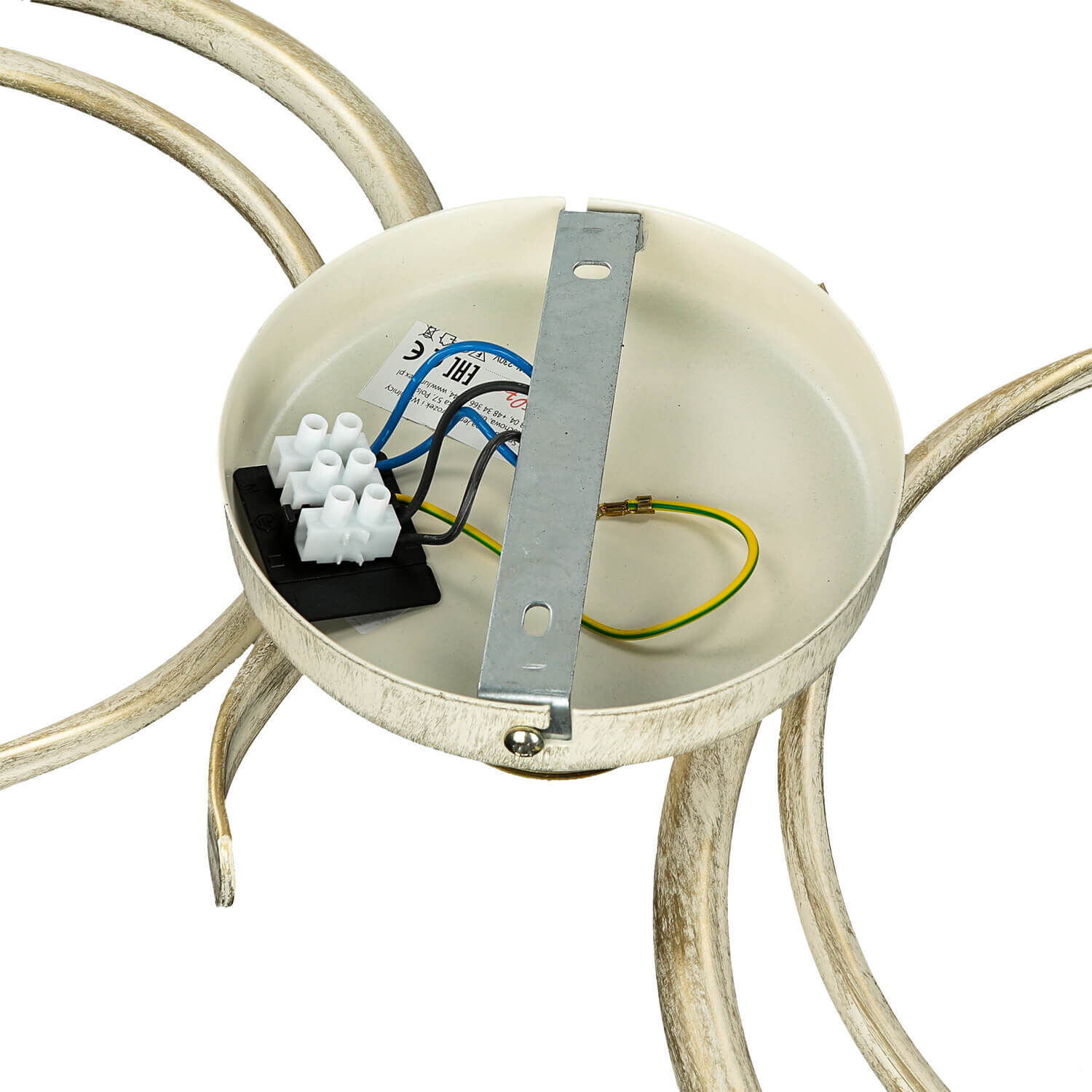 Plafonnier AURORA WHITE en blanc shabby 2flmg Verkabelung