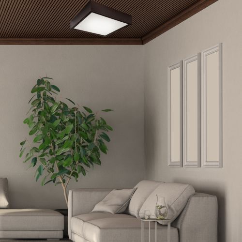 Plafonnier carré Marron Salon Bois