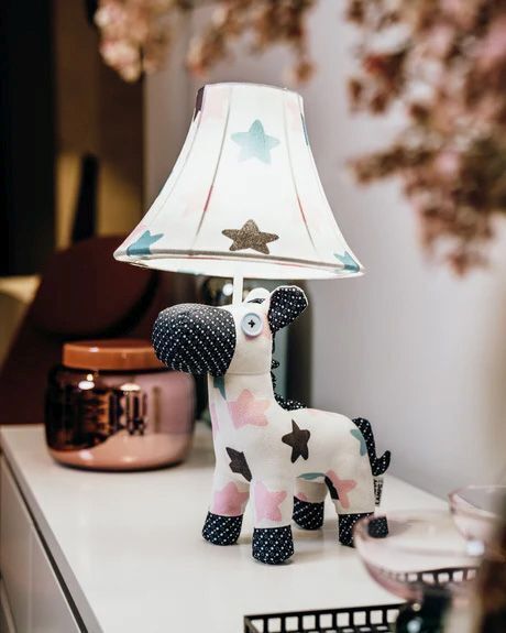 Lampe de table Cheval Blanc Rose Bleu 47cm Enfants Adultes