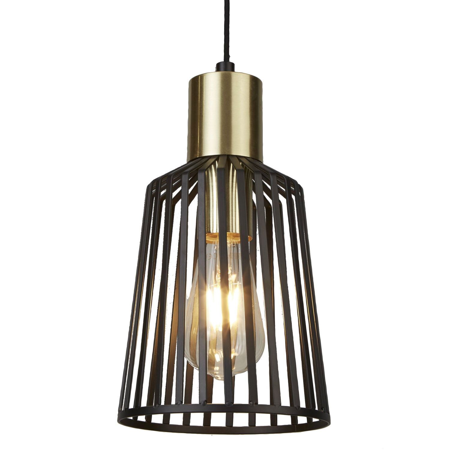 Suspension E27 Ø 16 cm en noir laiton métal