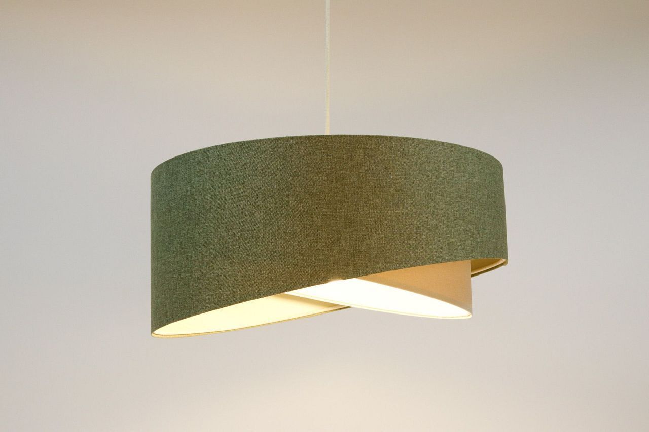 Suspension Tissu Vert Crème E27 ronde Ø 40 cm Moderne Lampe