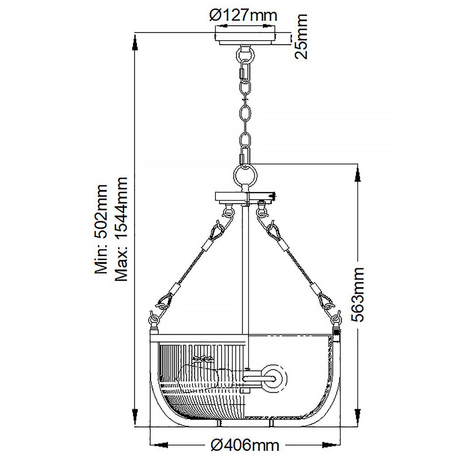 Hängelampe Esszimmer Metall Glas E27 Ø 40,6 cm in Messing hängende Leuchte, Kronenleuchte, Deckenpendel, Metallkette, Kühlkörper-Design