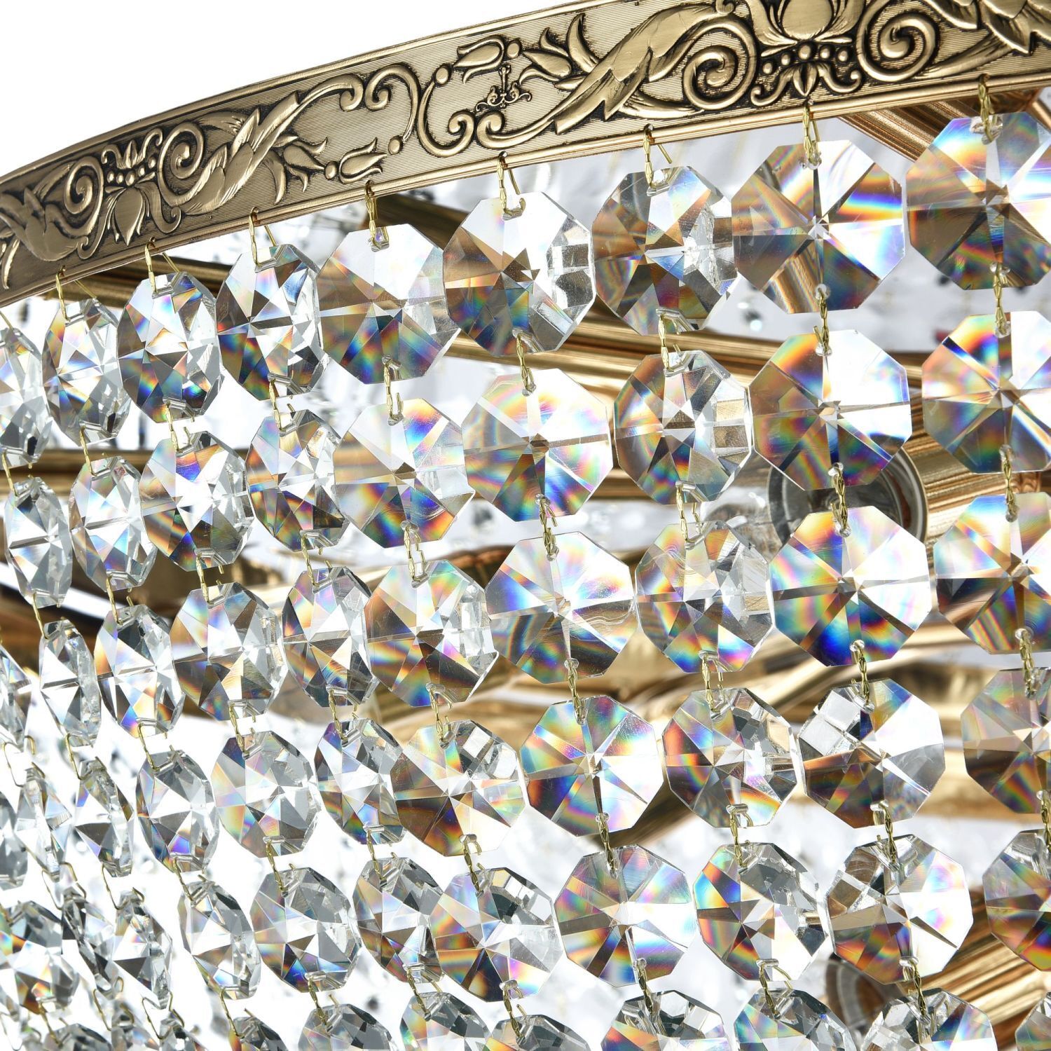 Plafonnier en métal Ø 100 cm en or antique E27 rond PAUL Leuchter, Lampe, Zubehör, Diamant, Edelstein