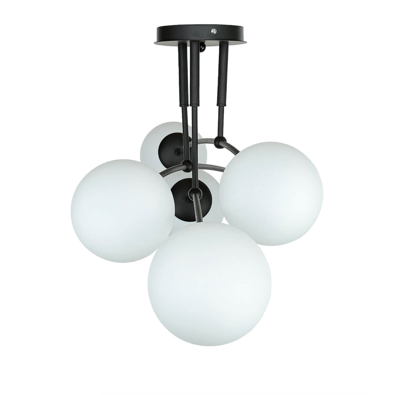 Plafonnier Noir Blanc 3x E14 Moderne Métal Verre