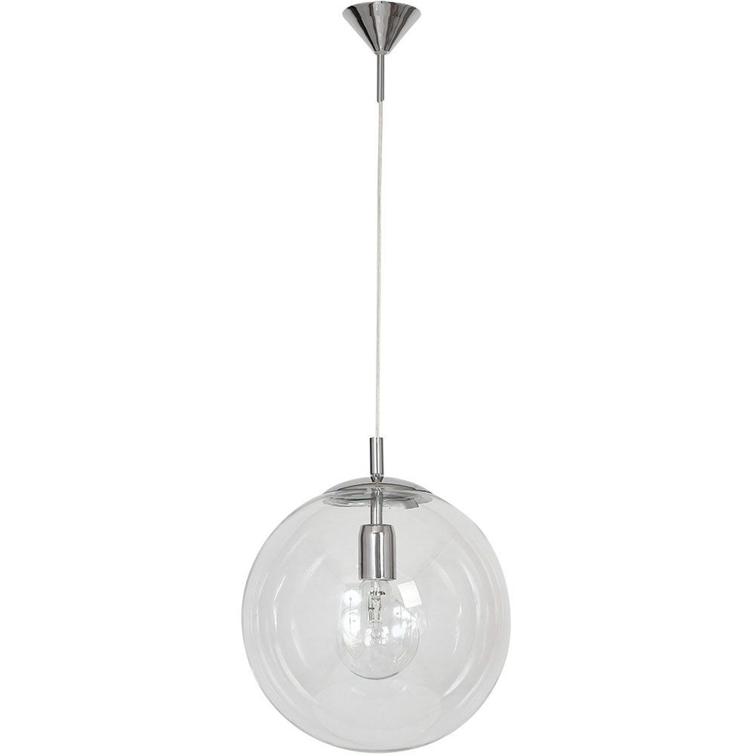 Lampe à suspendre E27 ronde en métal chromé Boule en verre L:30 cm