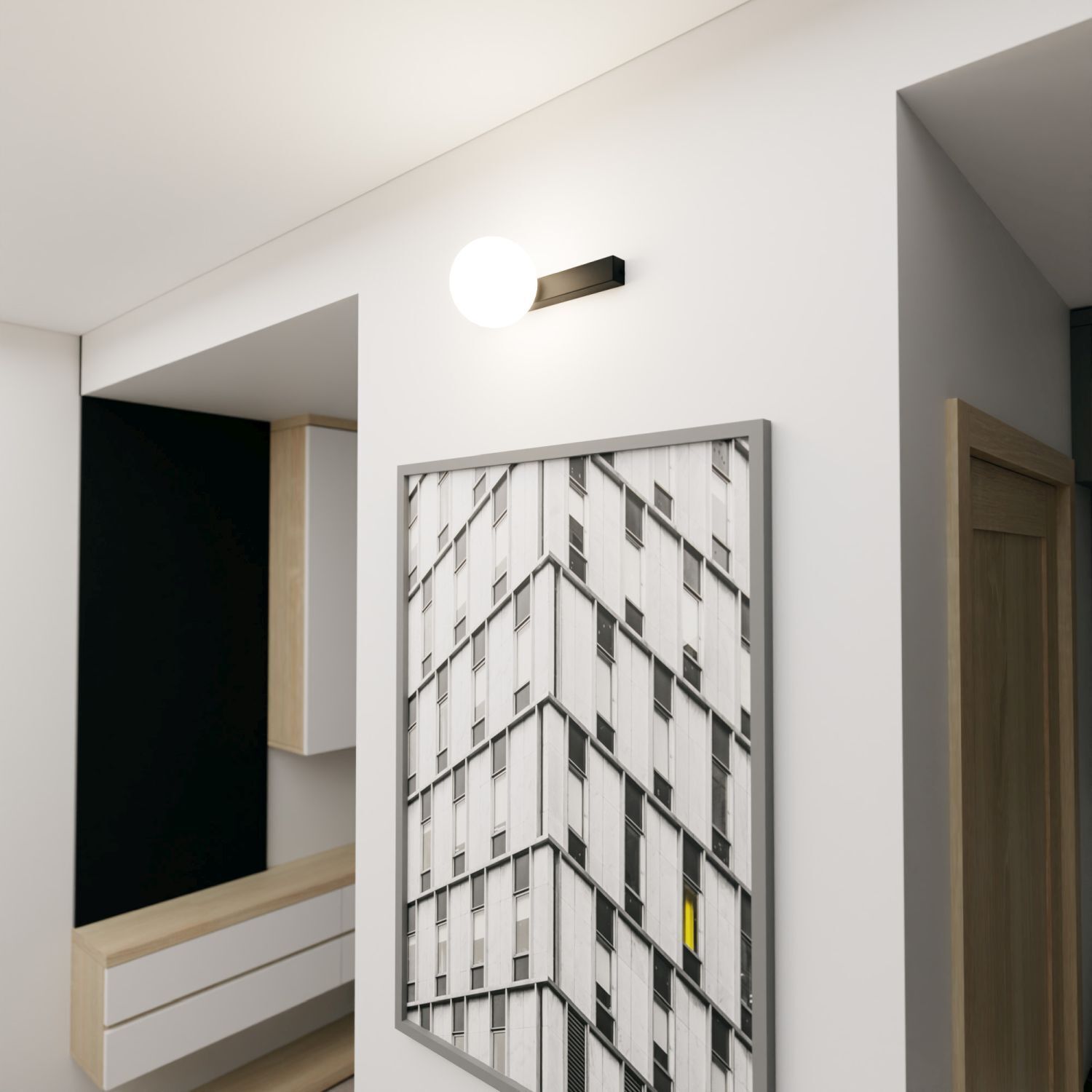 Plafonnier Noir Blanc 30 cm Verre Métal E14 Abat-jour sphérique Drinnen, Innenarchitektur, Gebäude, Alkohol, Wein