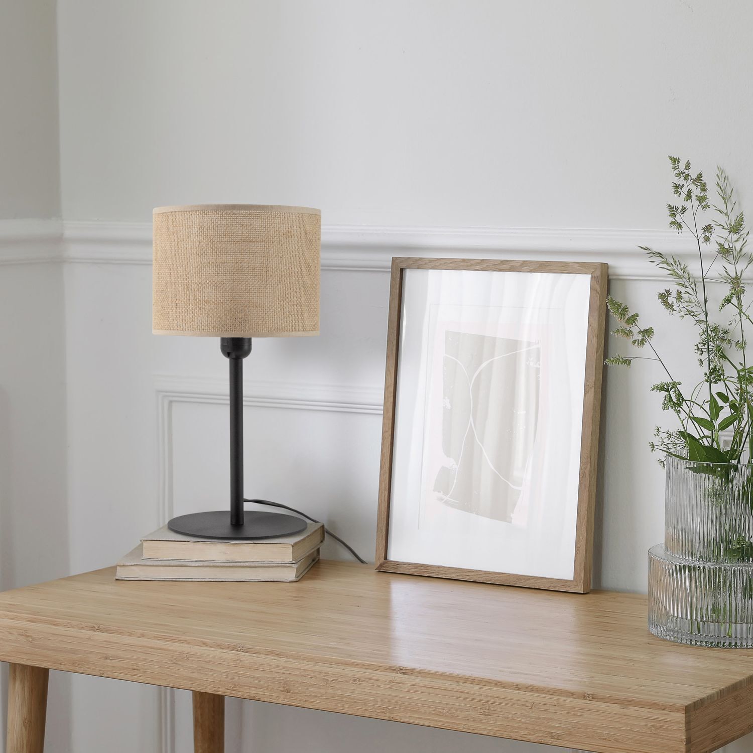 Lampe de table Boho 39 cm de haut Ø 22 cm métal jute E27