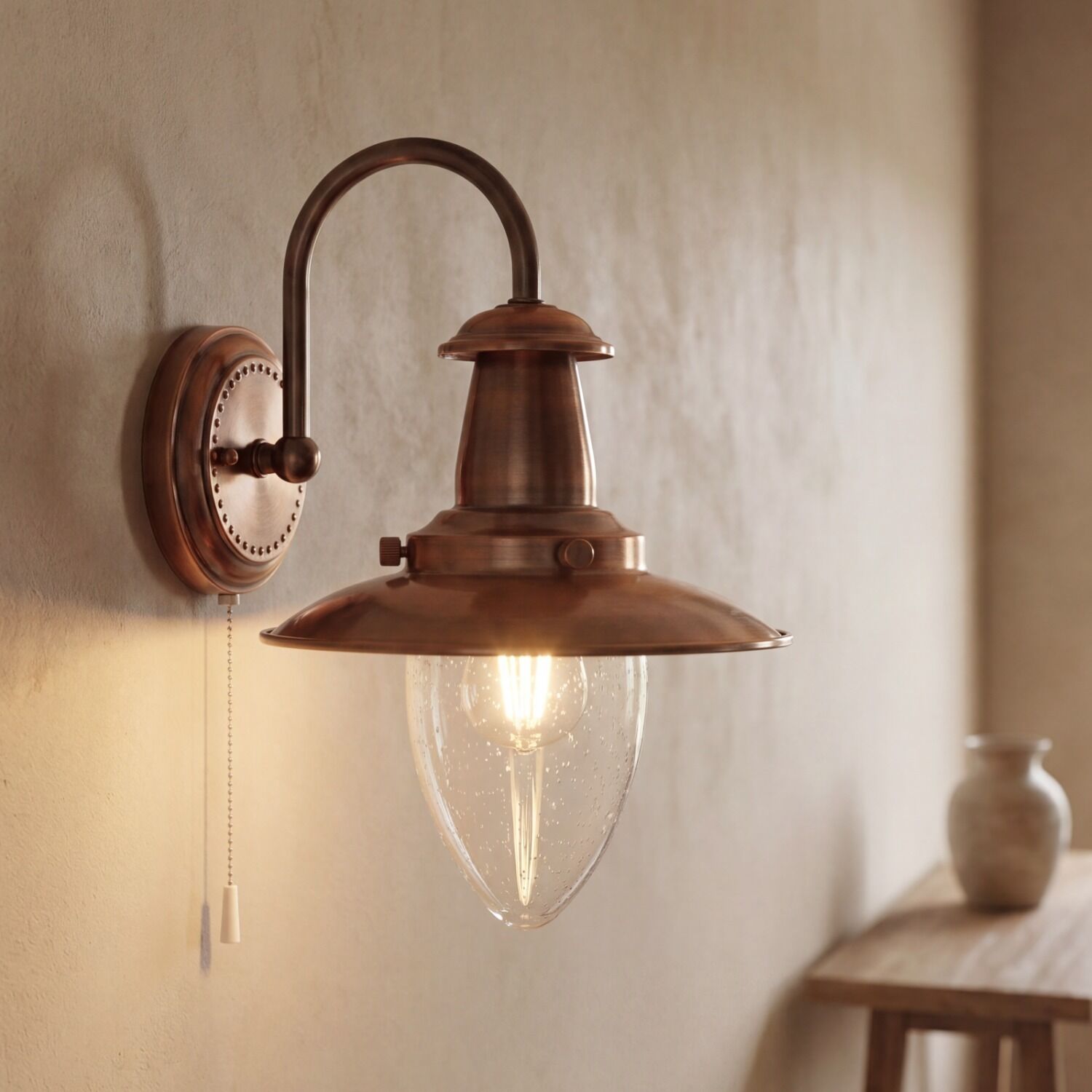 1-kupfer-wandlampe-wandleuchte-maritim-schiffsleuchten-innen Wandleuchte, Wandlampe, Kupfer, Glühbirne, Vintage