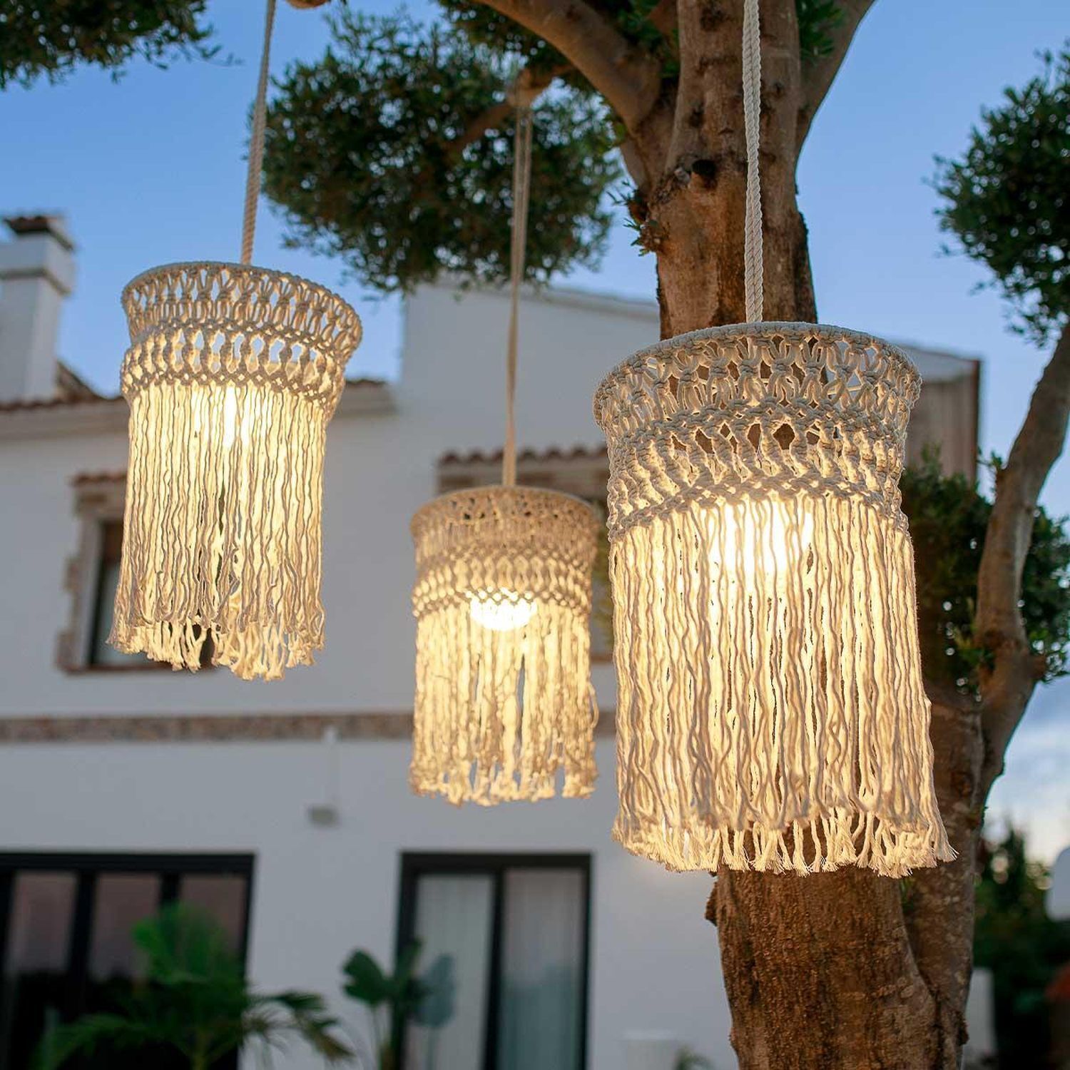 Suspension extérieure sans fil LED Akku IP54 Ø 30cm Beige 2700K