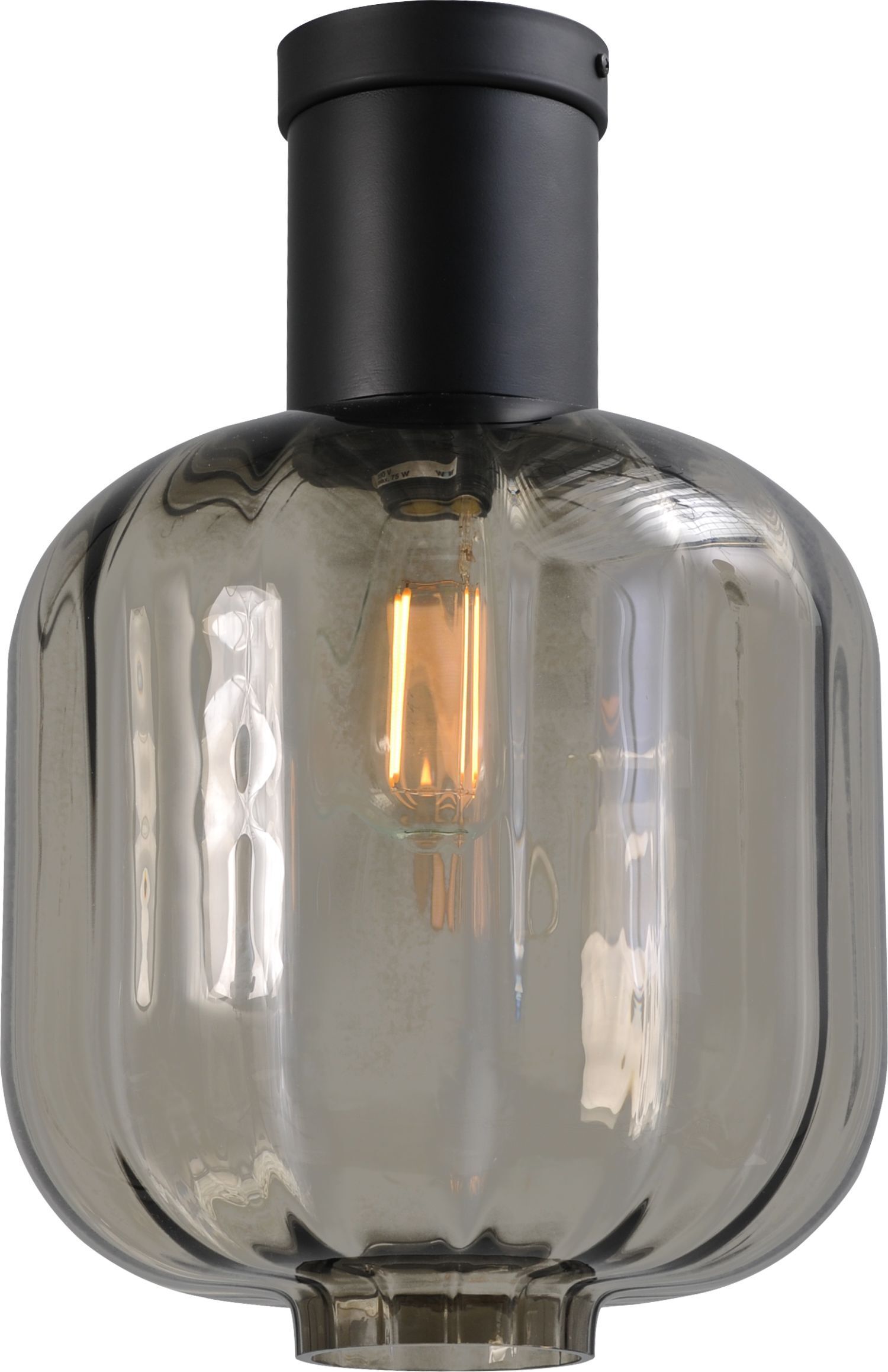 Plafonnier verre métal noir Ø 28 cm E27 ELYA couloir