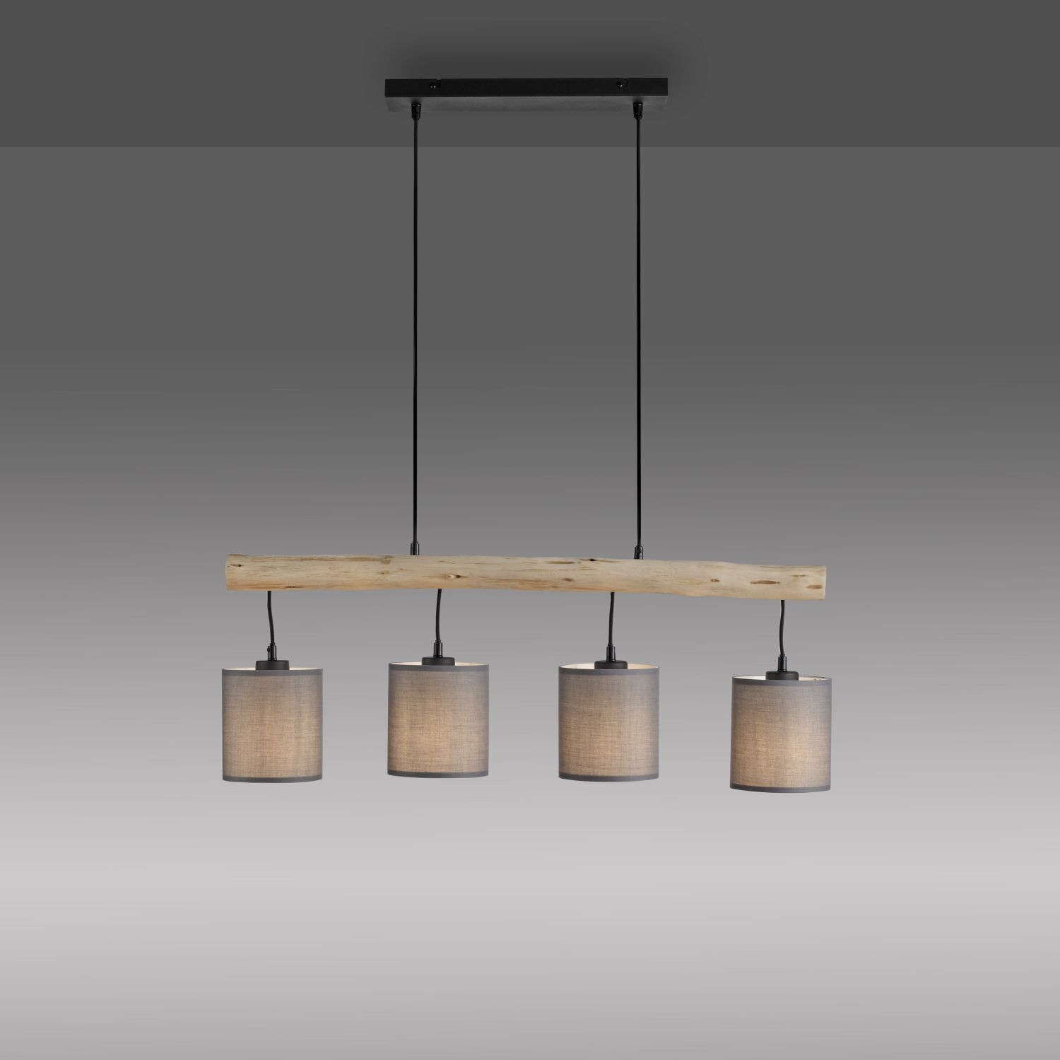 Blendarme Hängelampe Holzbalken Stoff 82,5 cm lang Leuchter, Lampe, Leuchte