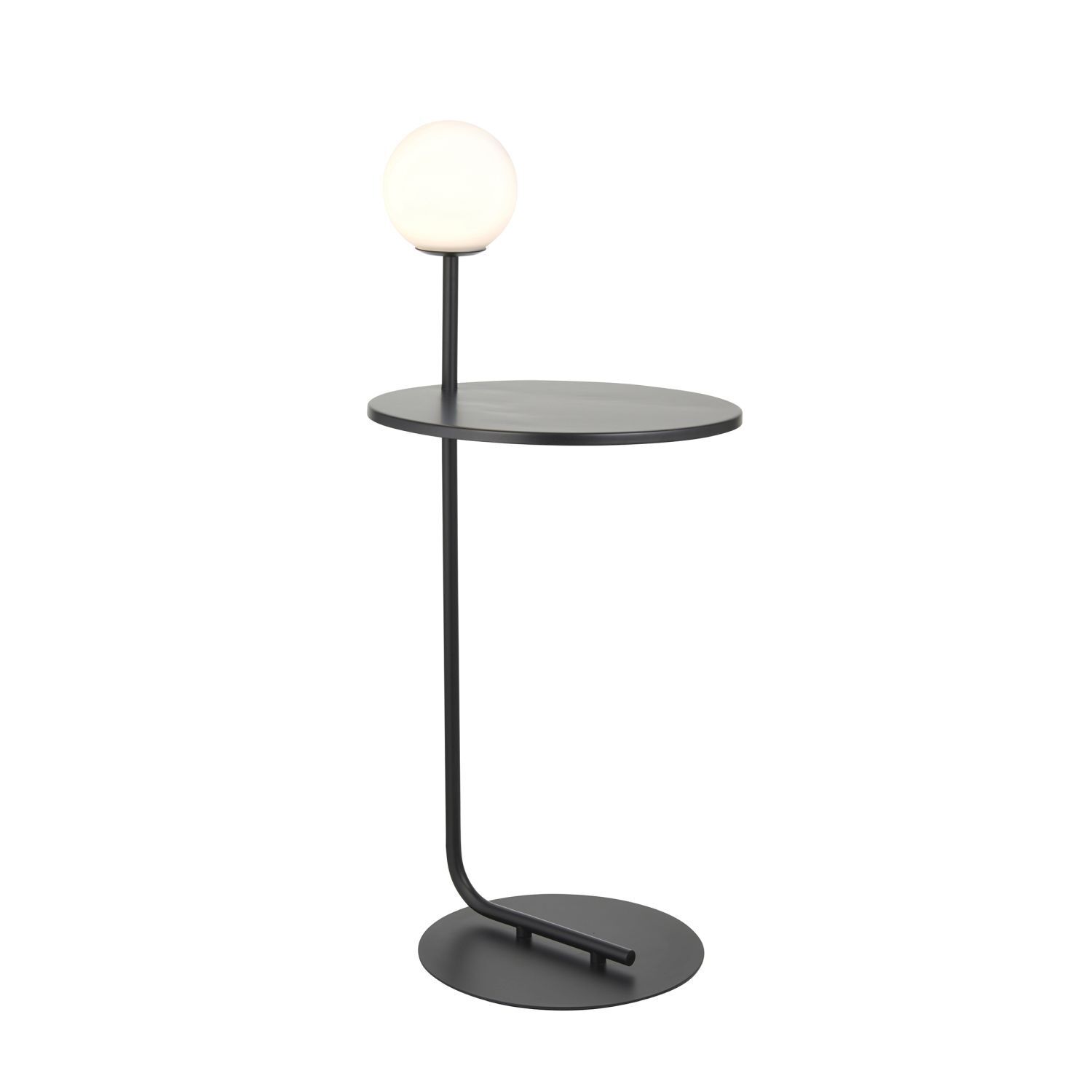 Lampe de sol avec tablette Métal Verre 81 cm Noir Blanc G9