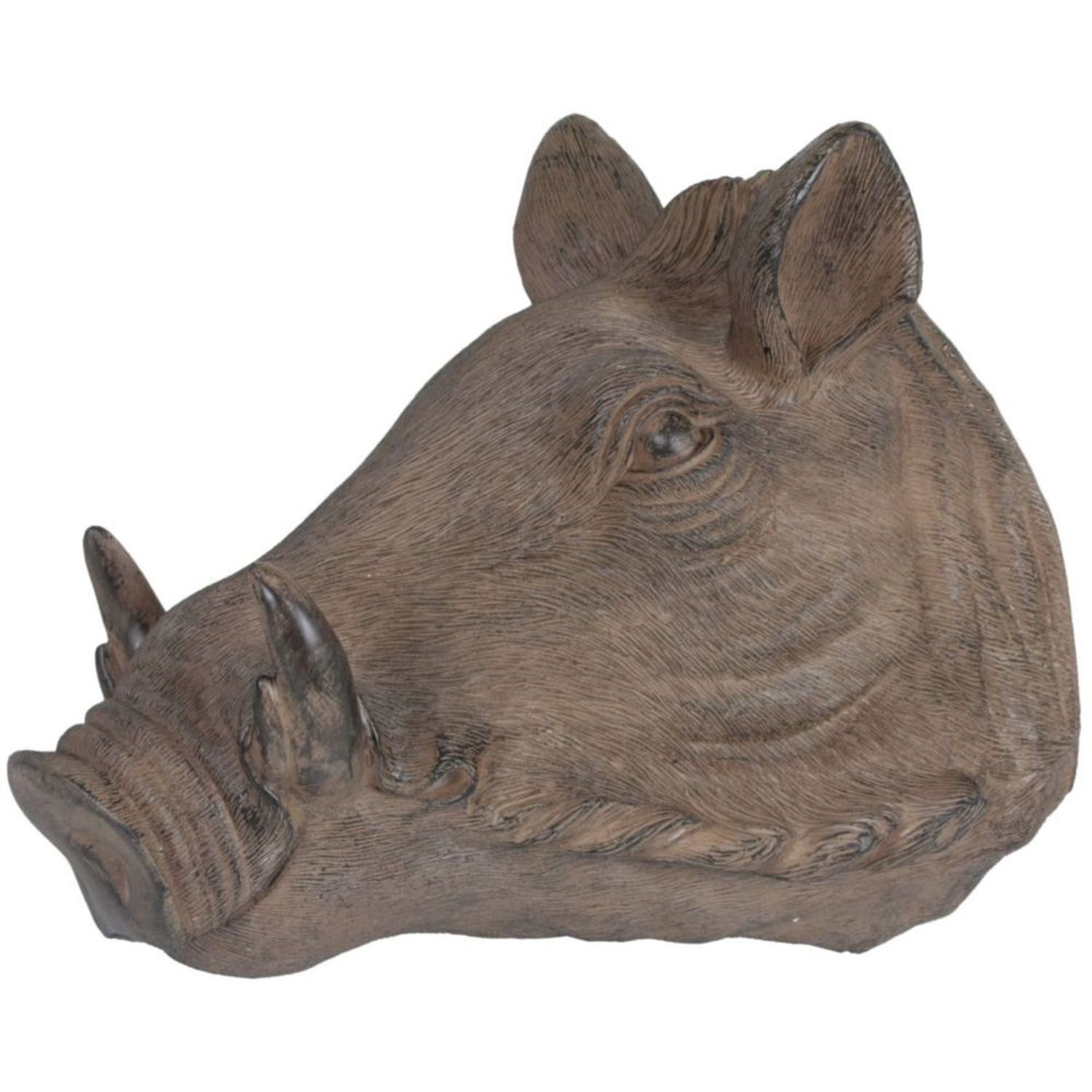 Deko Skulptur Wildschwein Kopf aus Polyresin Braun H: 41,5 cm Tier, Wildschwein, Schwein, Säugetier