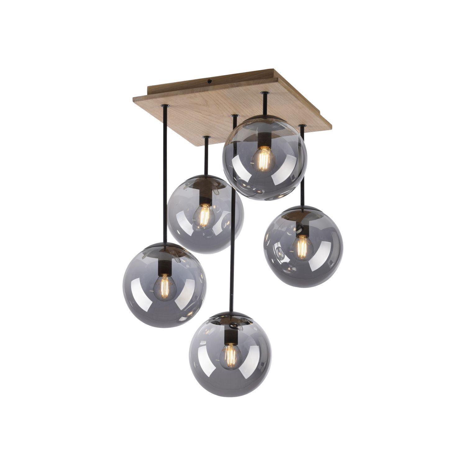 Lampe de plafonnier stylée verre bois E14 L:37 cm faible éblouissement