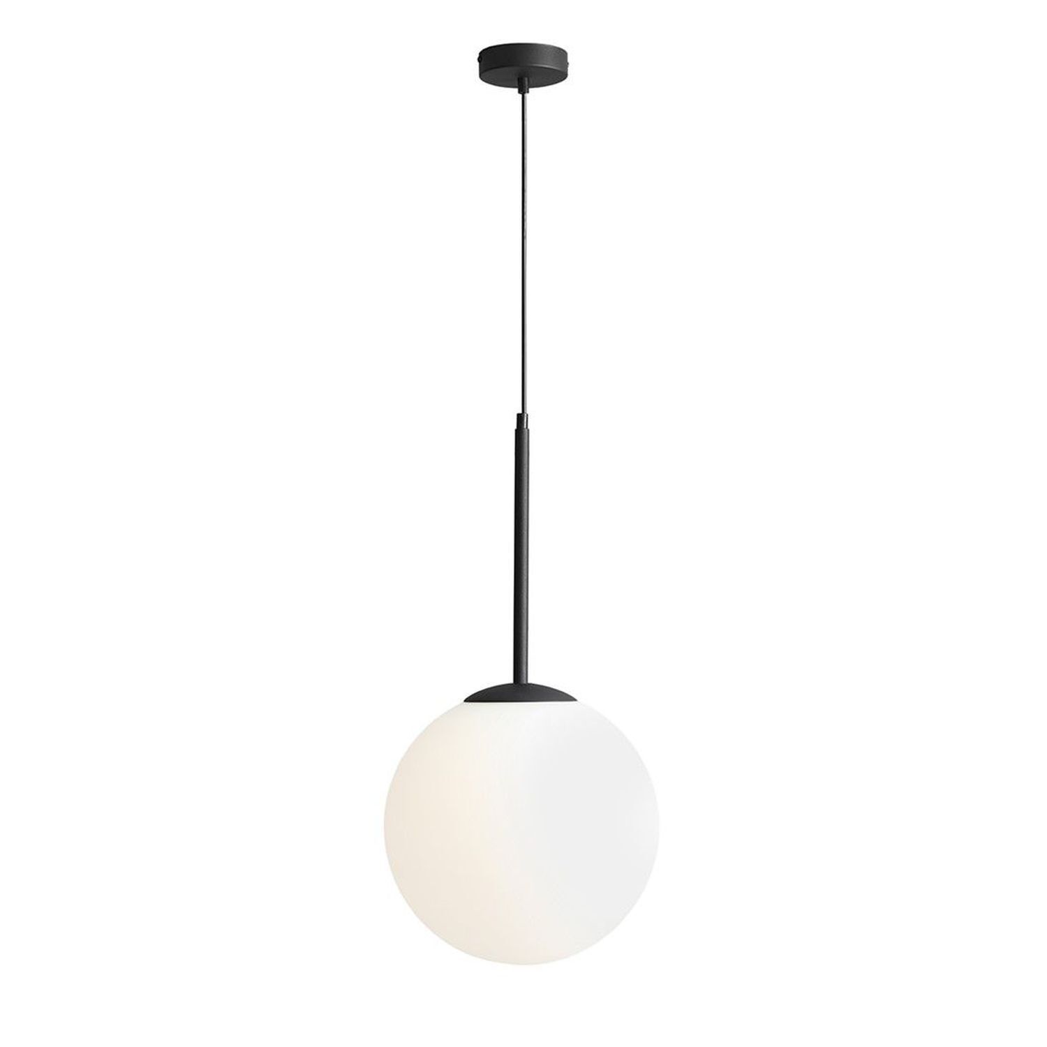 Suspension ronde noir blanc verre métal E27 Ø30 cm